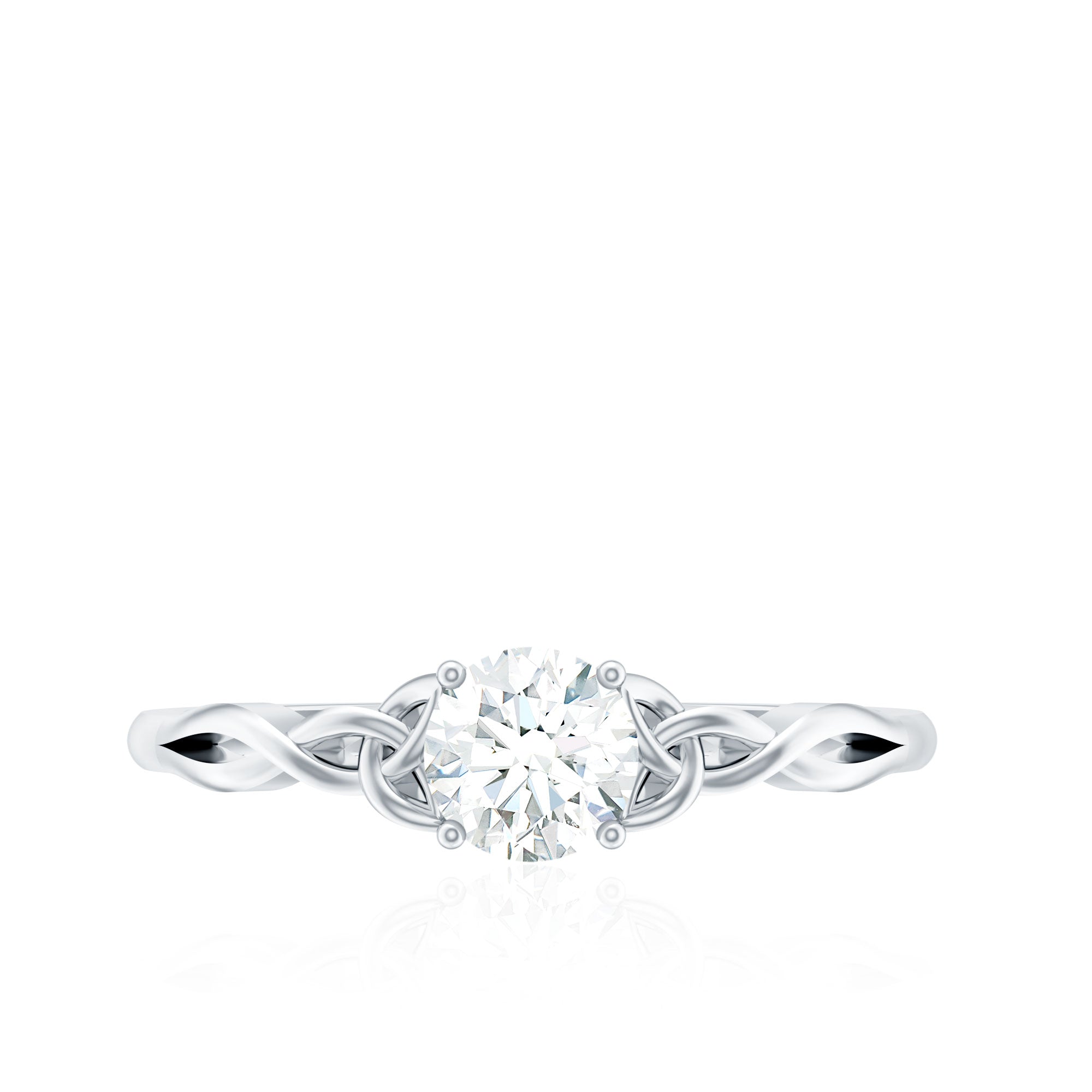 0.5 Carat Round Cubic Zirconia Promise Ring with Celtic Love Knot AAAA - Rosec Jewels
