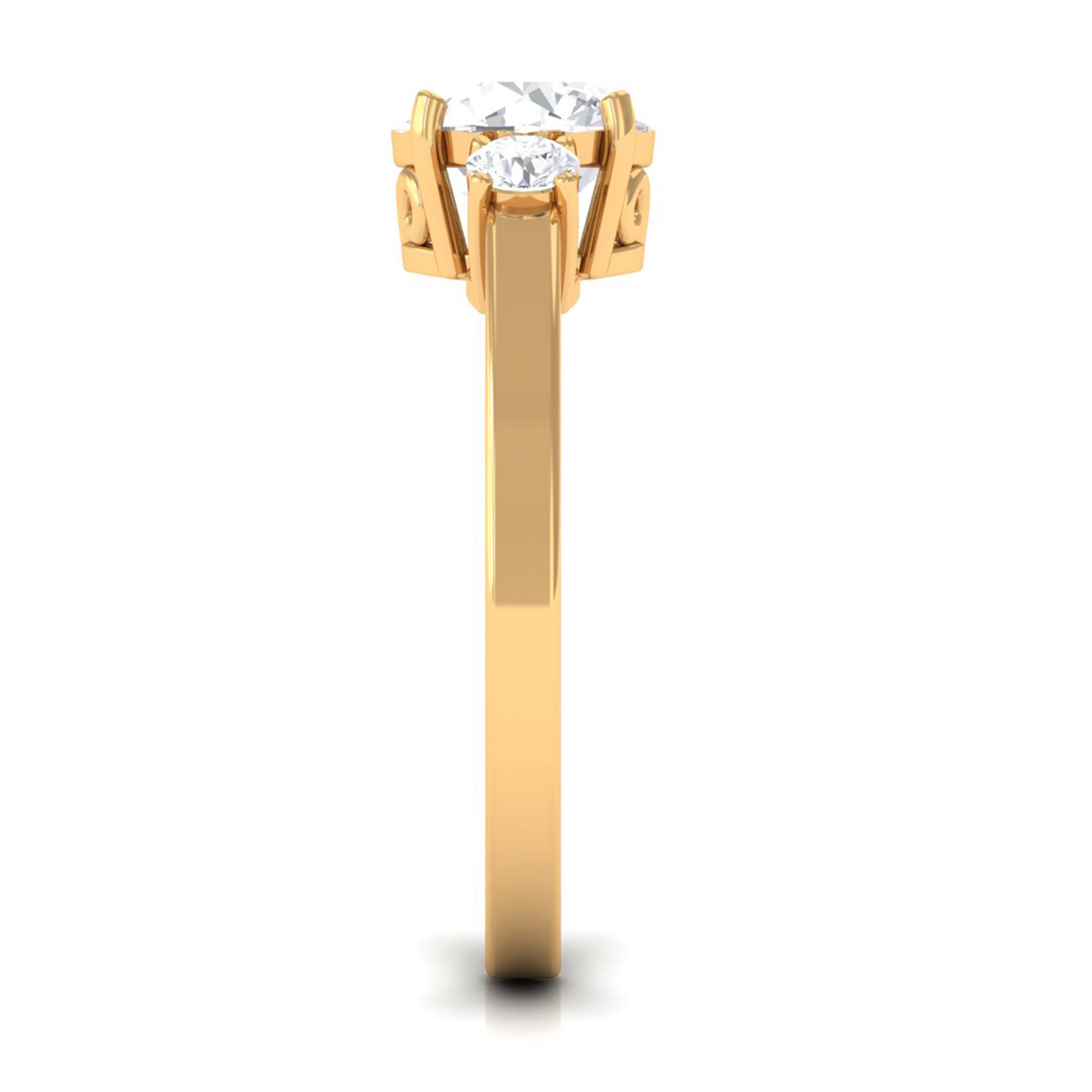 Round Cubic Zirconia Three Stone Engagement Ring AAAA - Rosec Jewels