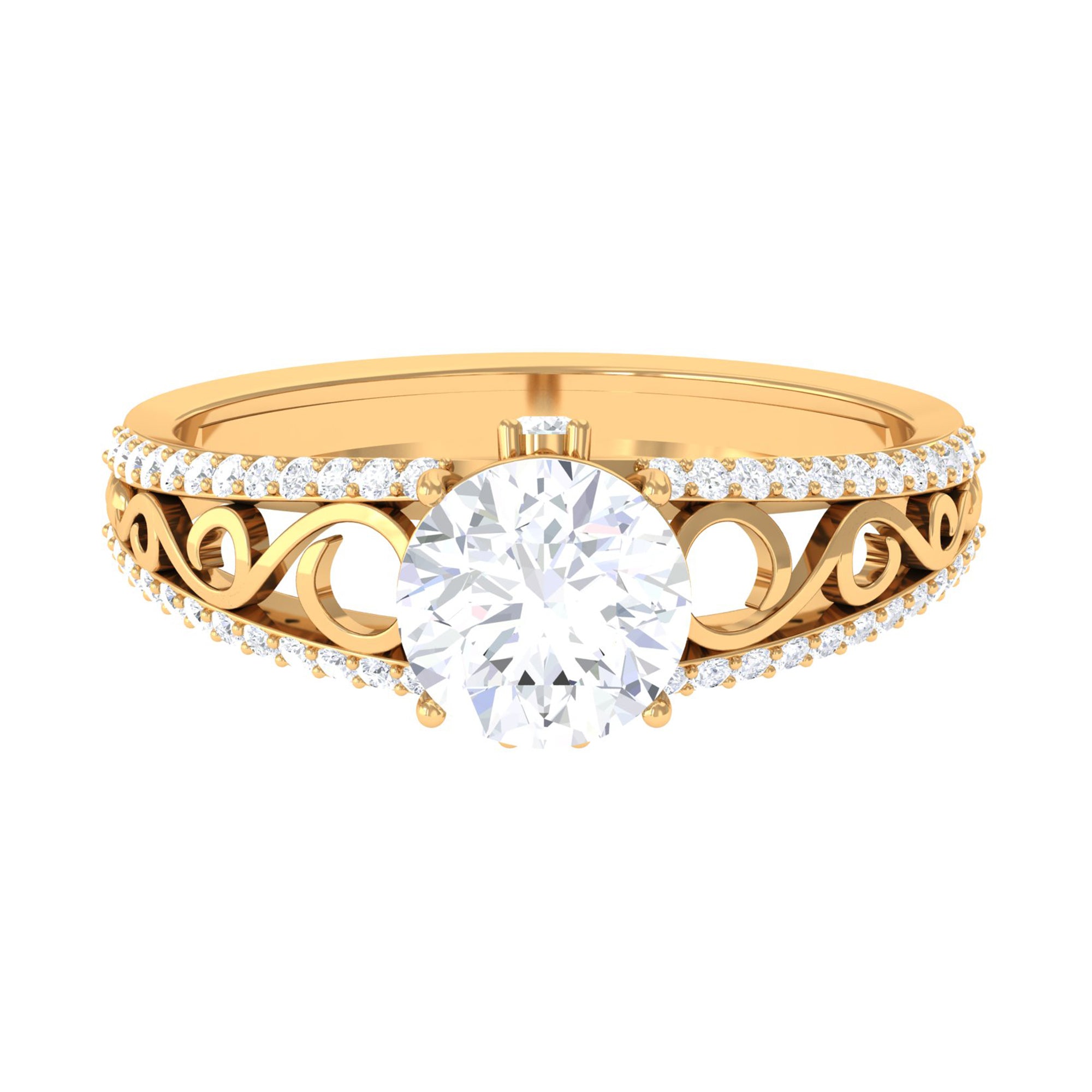 Solitaire 1 Carat Cubic Zirconia Vintage Looking Engagement Ring AAAA - Rosec Jewels