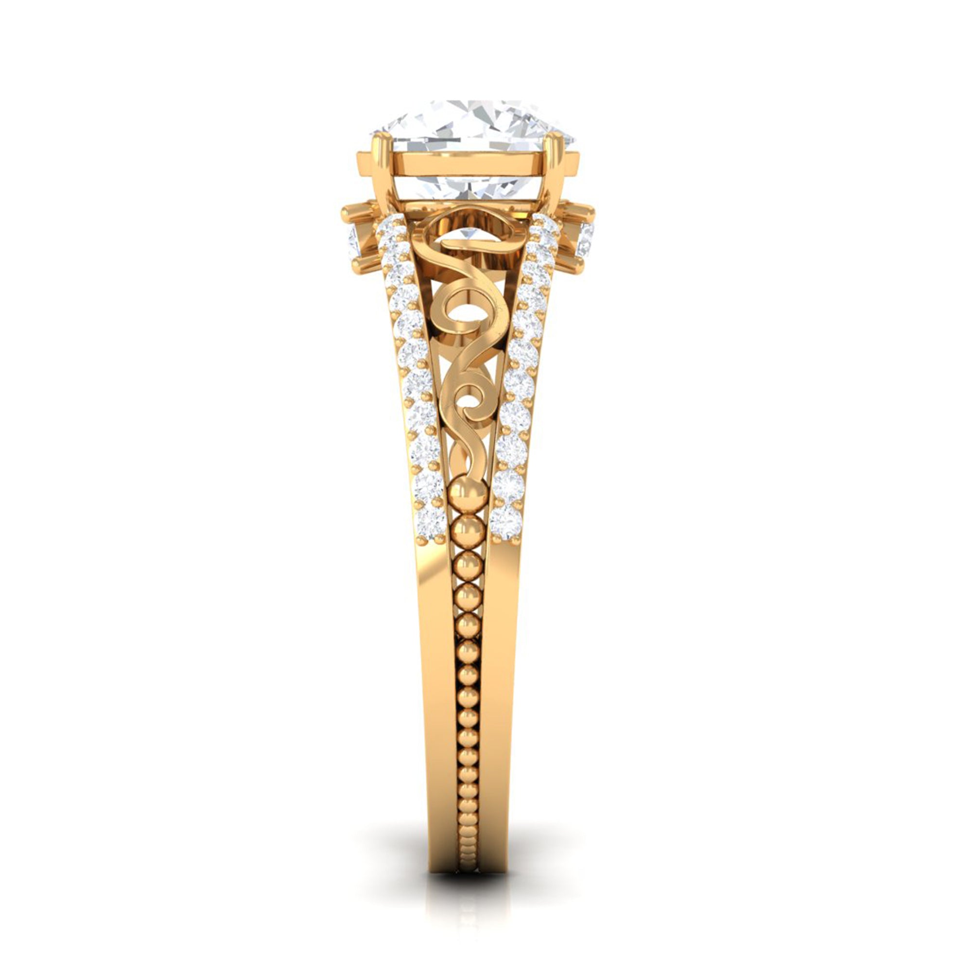 Solitaire 1 Carat Cubic Zirconia Vintage Looking Engagement Ring AAAA - Rosec Jewels