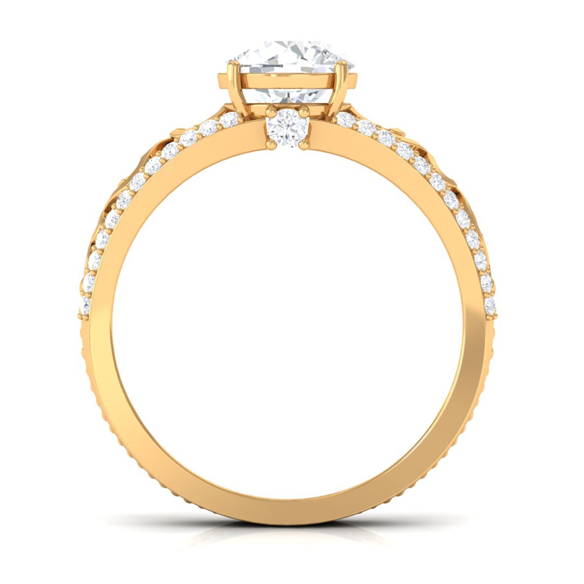 Solitaire 1 Carat Cubic Zirconia Vintage Looking Engagement Ring AAAA - Rosec Jewels