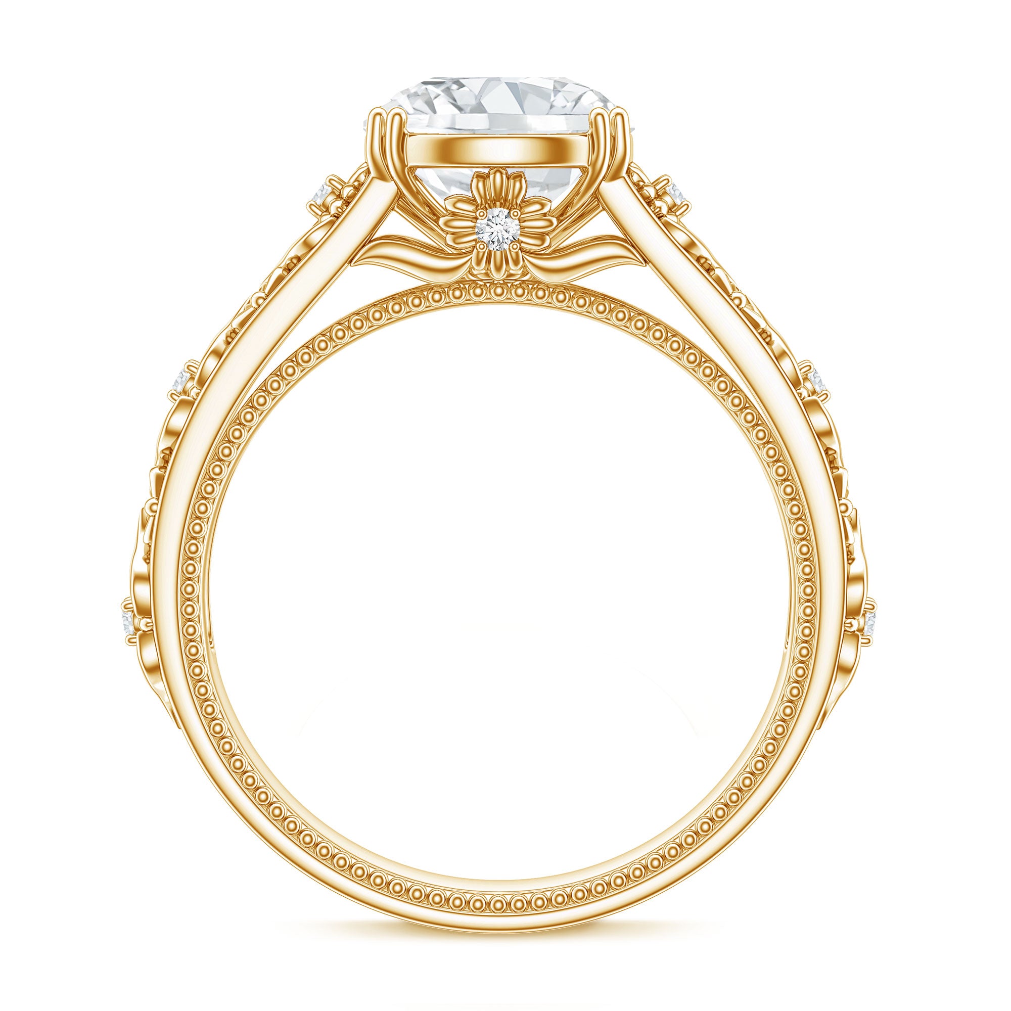 2 Carat Vintage Inspired Zircon Flower Engagement Ring AAAA - Rosec Jewels