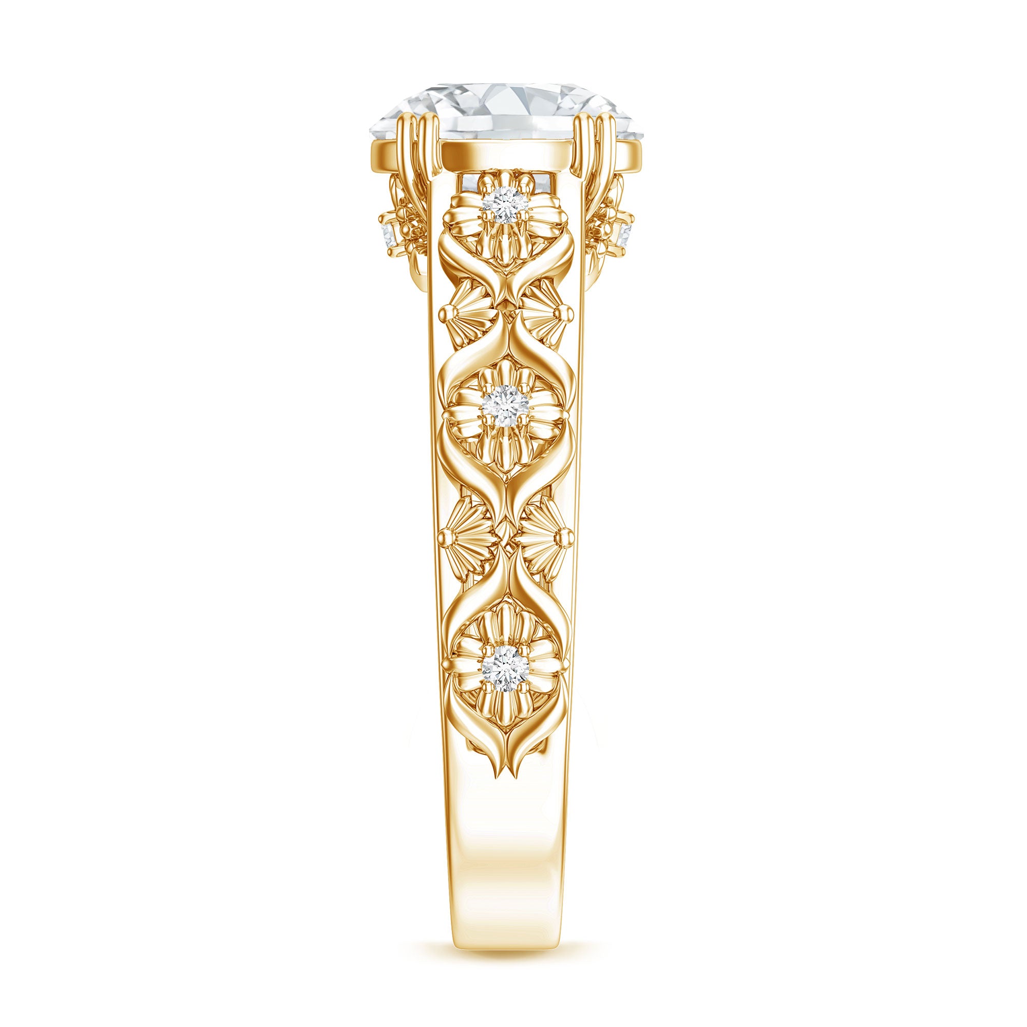 2 Carat Vintage Inspired Zircon Flower Engagement Ring AAAA - Rosec Jewels