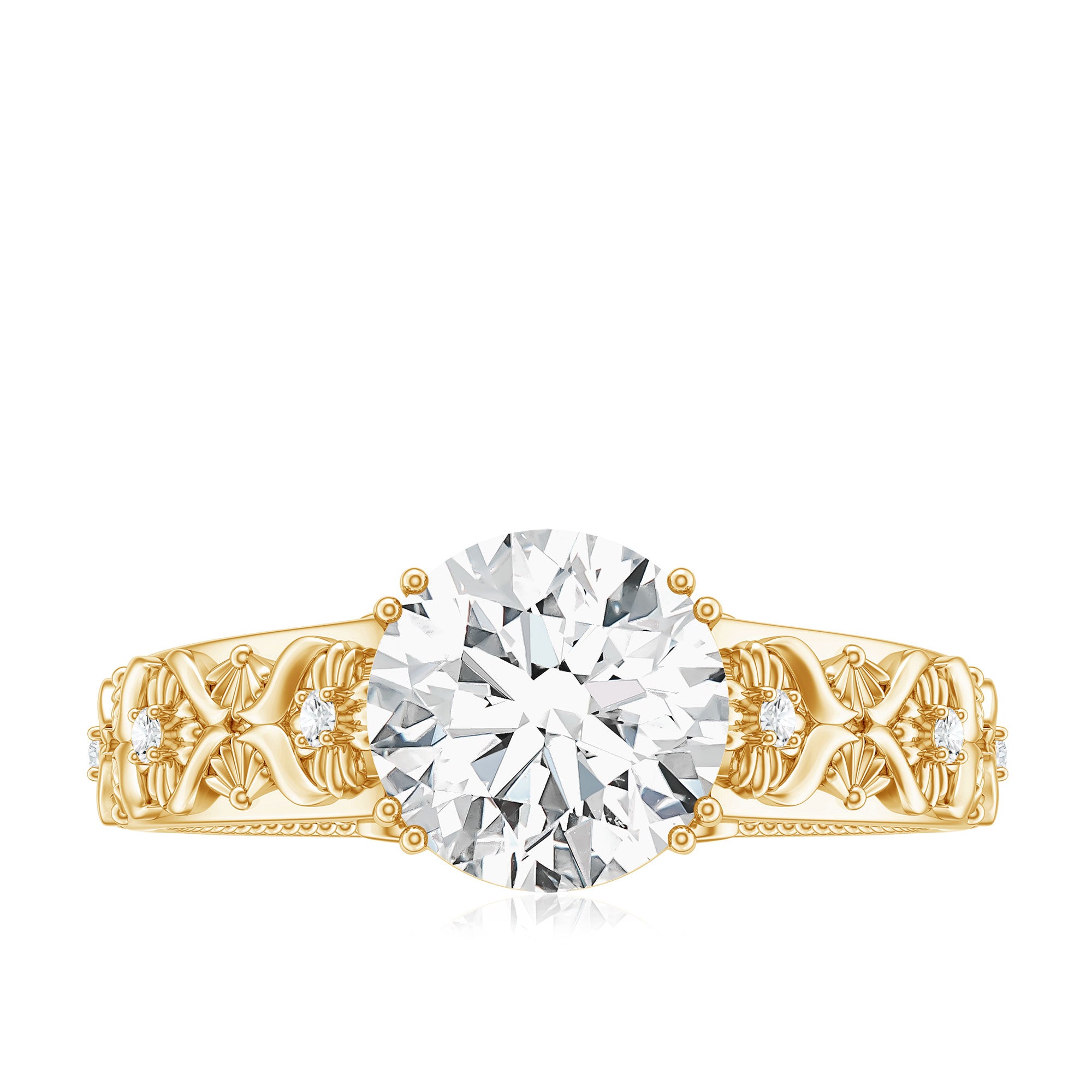 2 Carat Vintage Inspired Zircon Flower Engagement Ring AAAA - Rosec Jewels