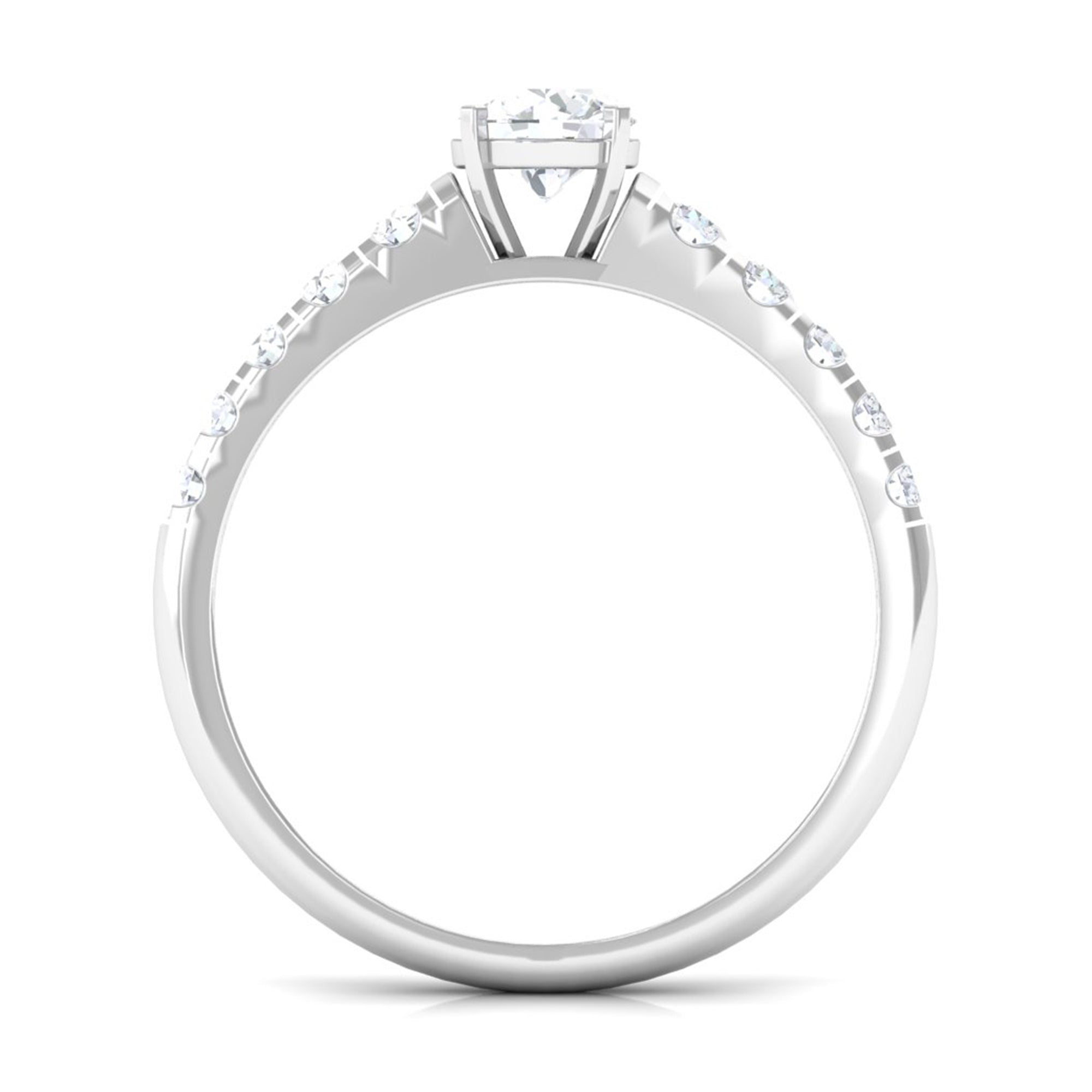 1 CT Round Cubic Zirconia Side Stone Engagement Ring AAAA - Rosec Jewels