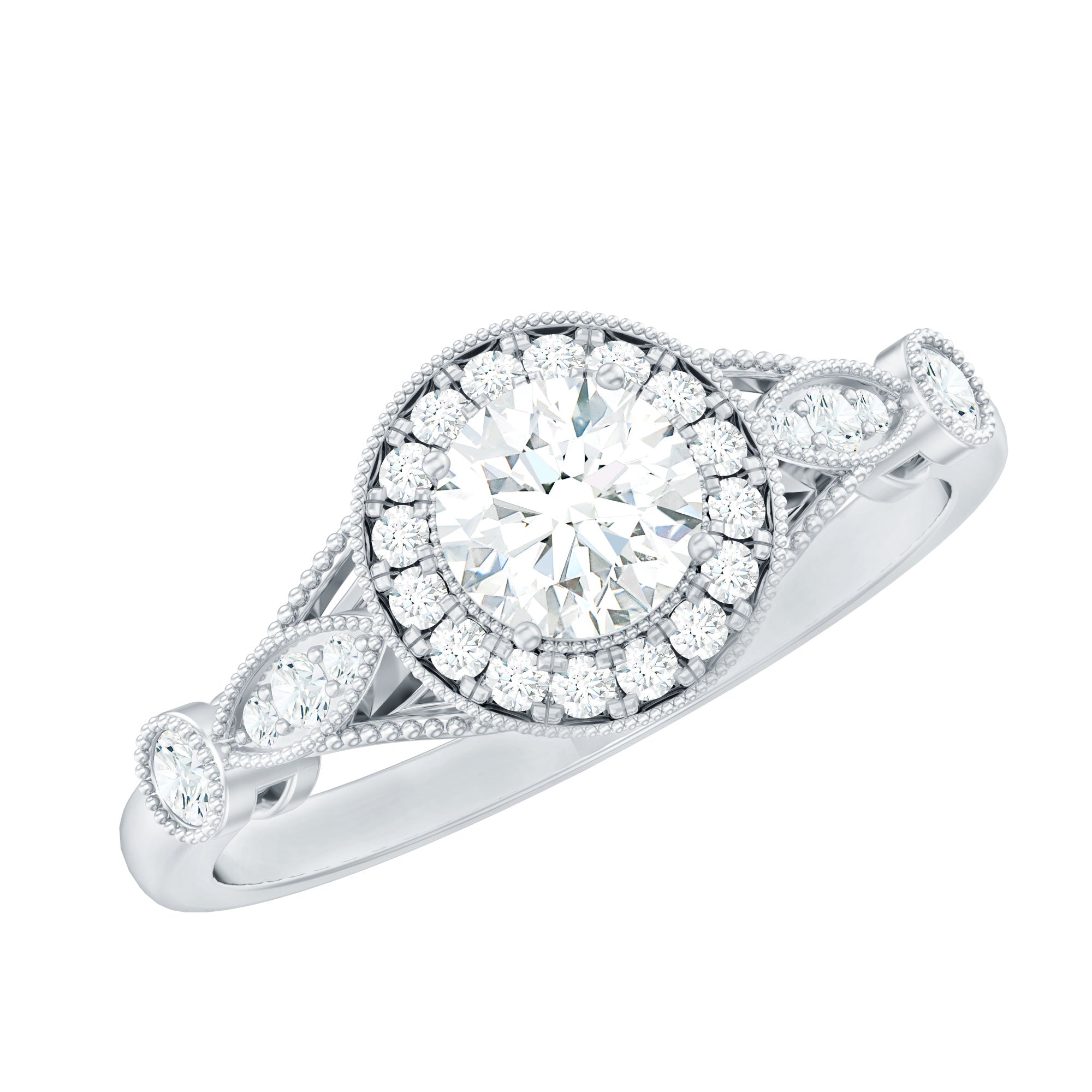 Antique Zircon Engagement Ring with Milgrain Gold