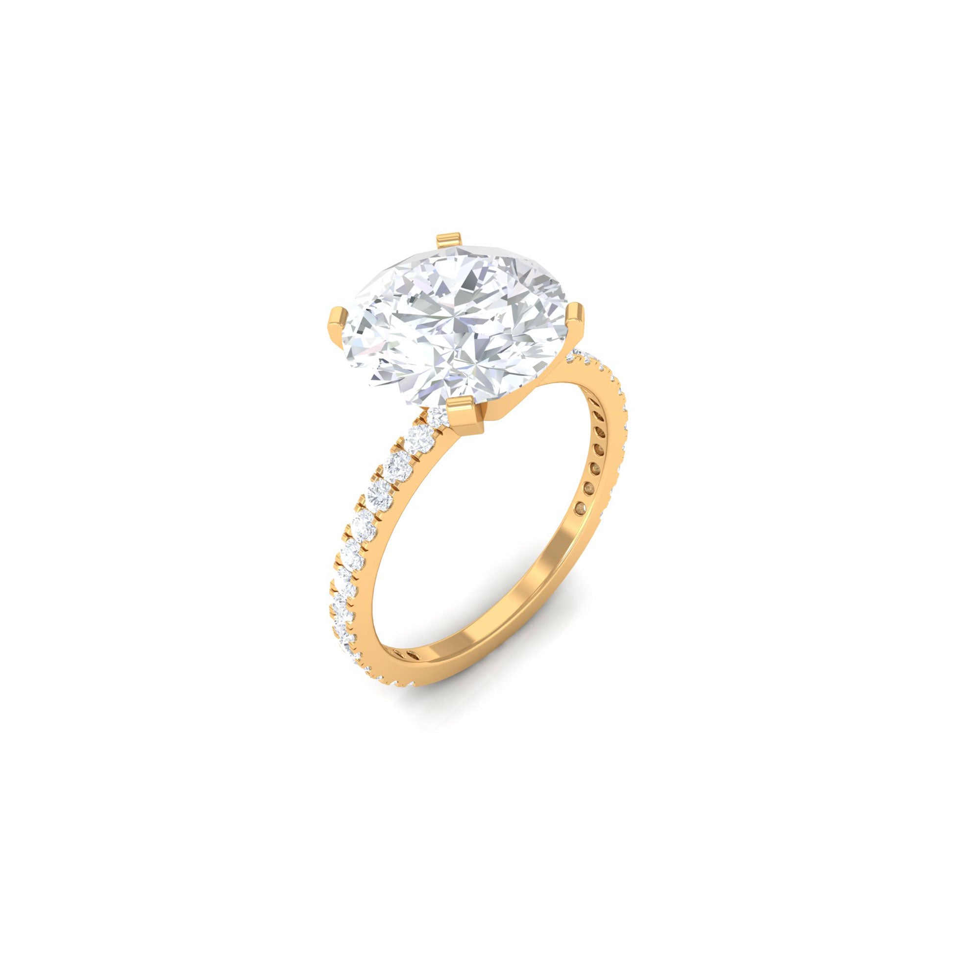 4.75 CT Zircon Solitaire Engagement Ring with Side Stones AAAA - Rosec Jewels