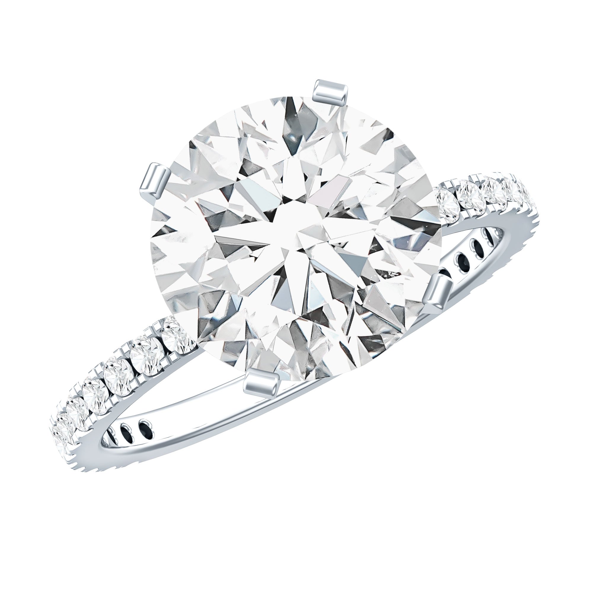 Certified 4.4 Carat Cubic Zirconia Solitaire Engagement Ring for Women AAAA - Rosec Jewels