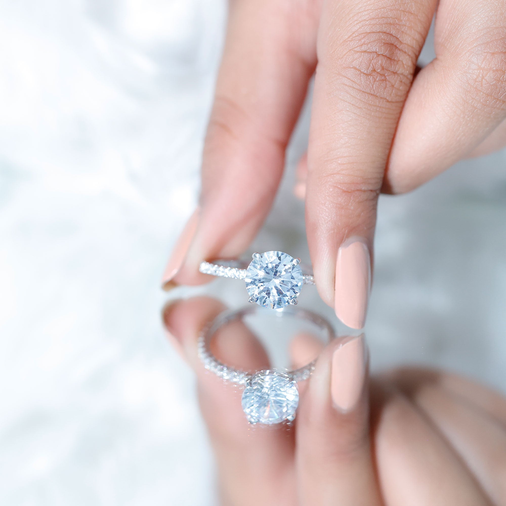 Certified 4.4 Carat Cubic Zirconia Solitaire Engagement Ring for Women AAAA - Rosec Jewels