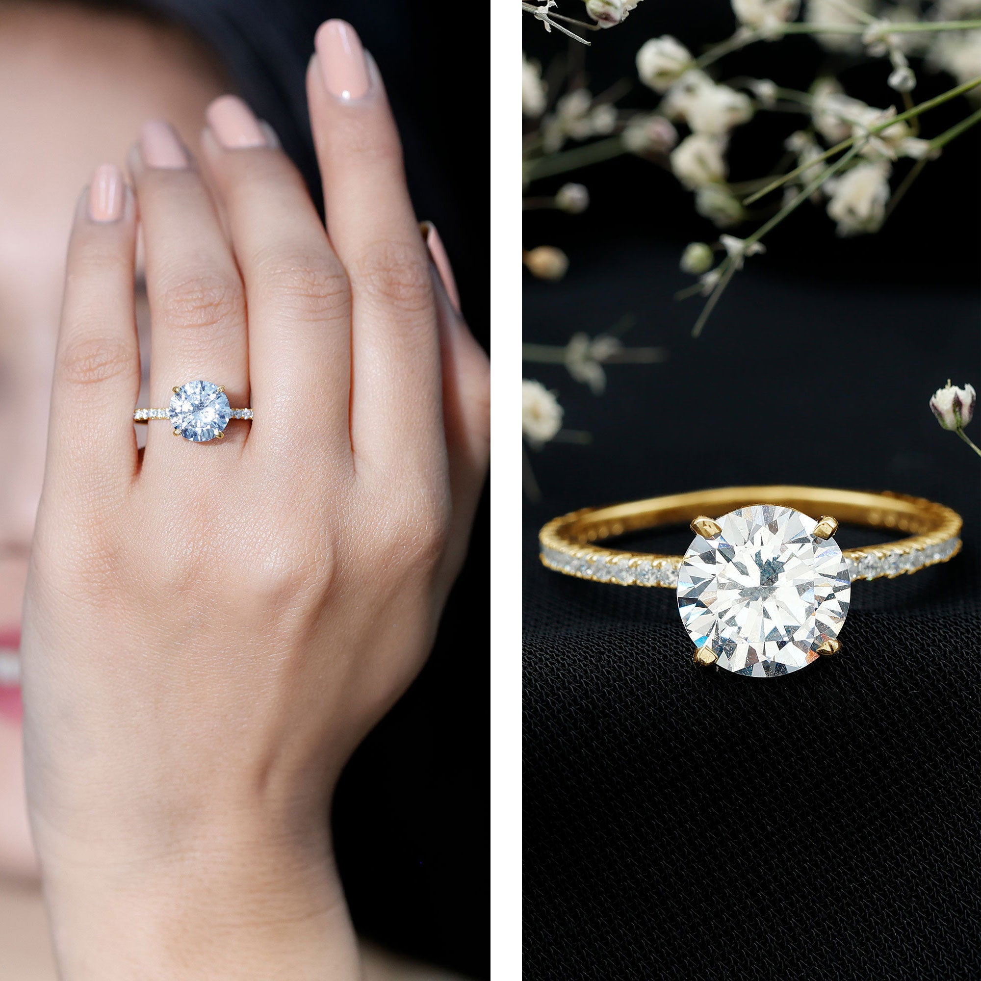 Certified 4.4 Carat Cubic Zirconia Solitaire Engagement Ring for Women AAAA - Rosec Jewels