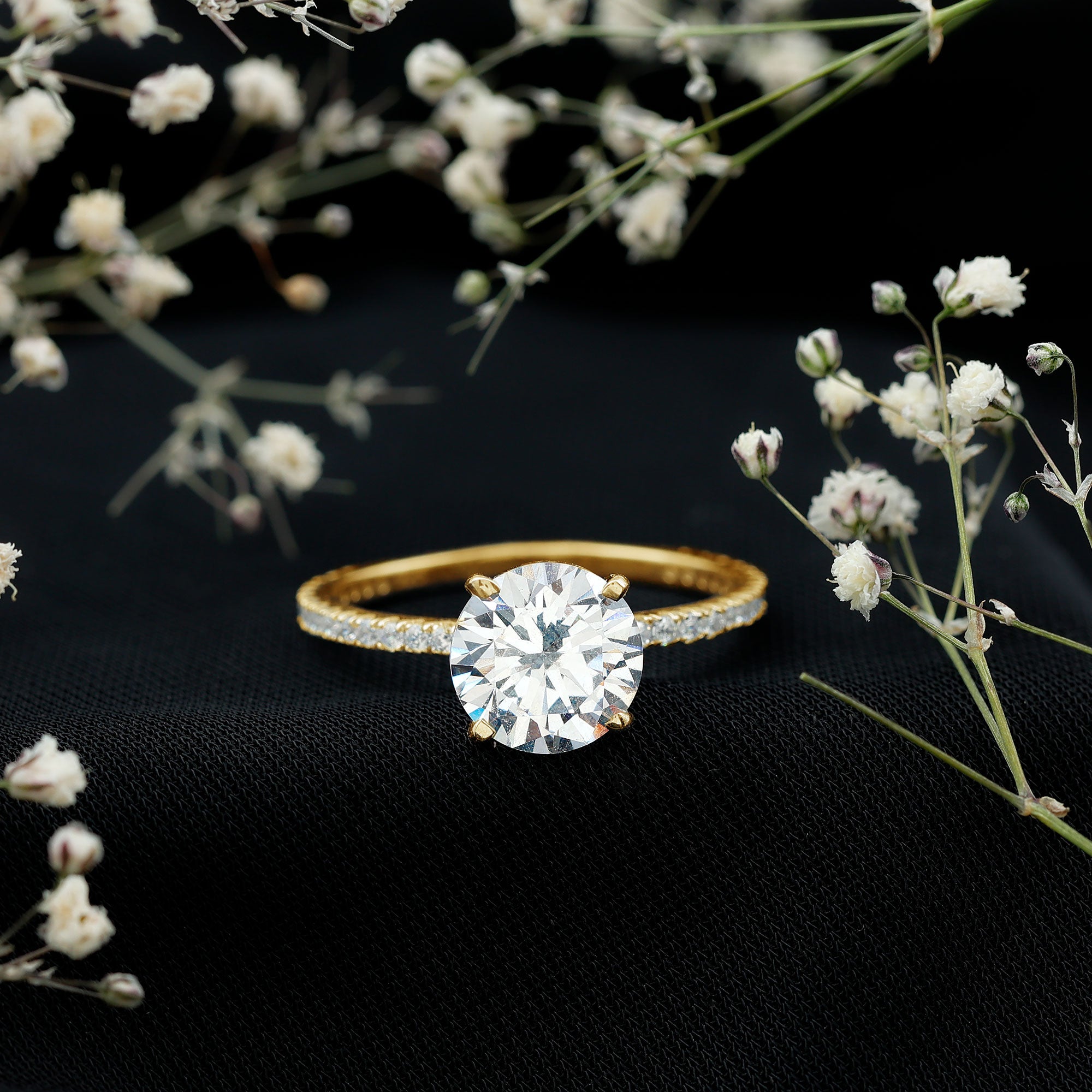 Certified 4.4 Carat Cubic Zirconia Solitaire Engagement Ring for Women AAAA - Rosec Jewels