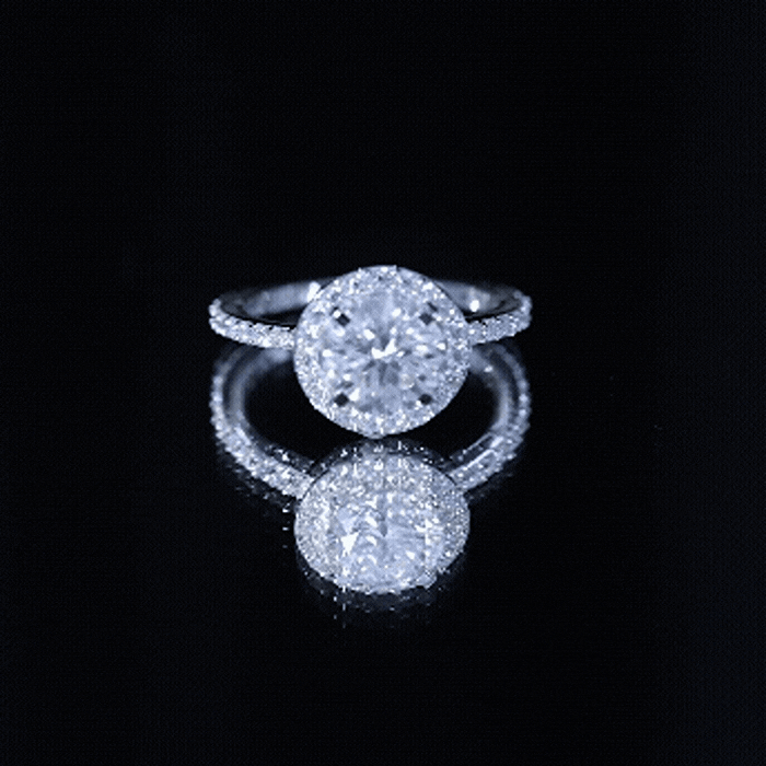 Certified Cubic Zirconia Classic Floating Halo Engagement Ring AAAA - Rosec Jewels