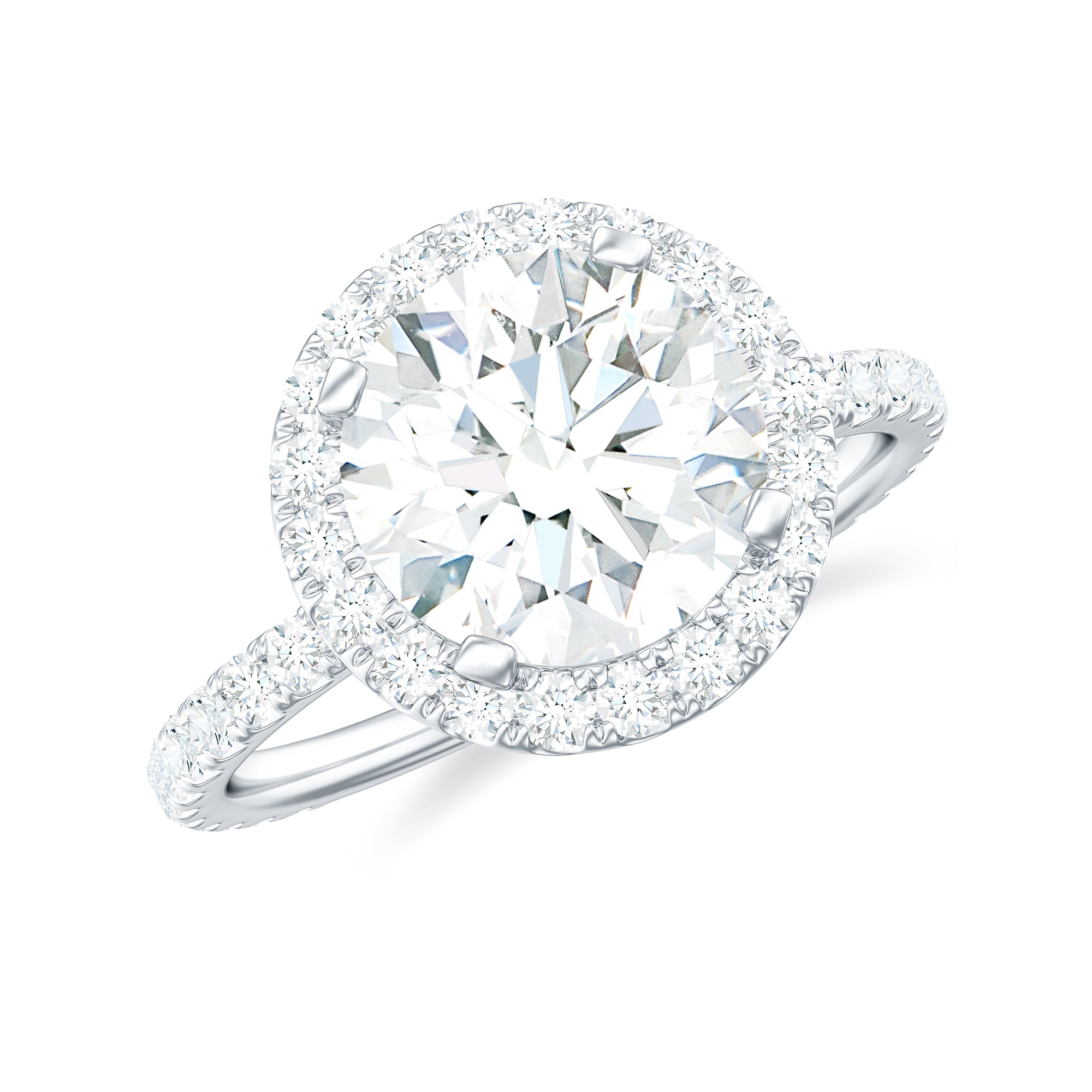 Certified Cubic Zirconia Classic Floating Halo Engagement Ring AAAA - Rosec Jewels