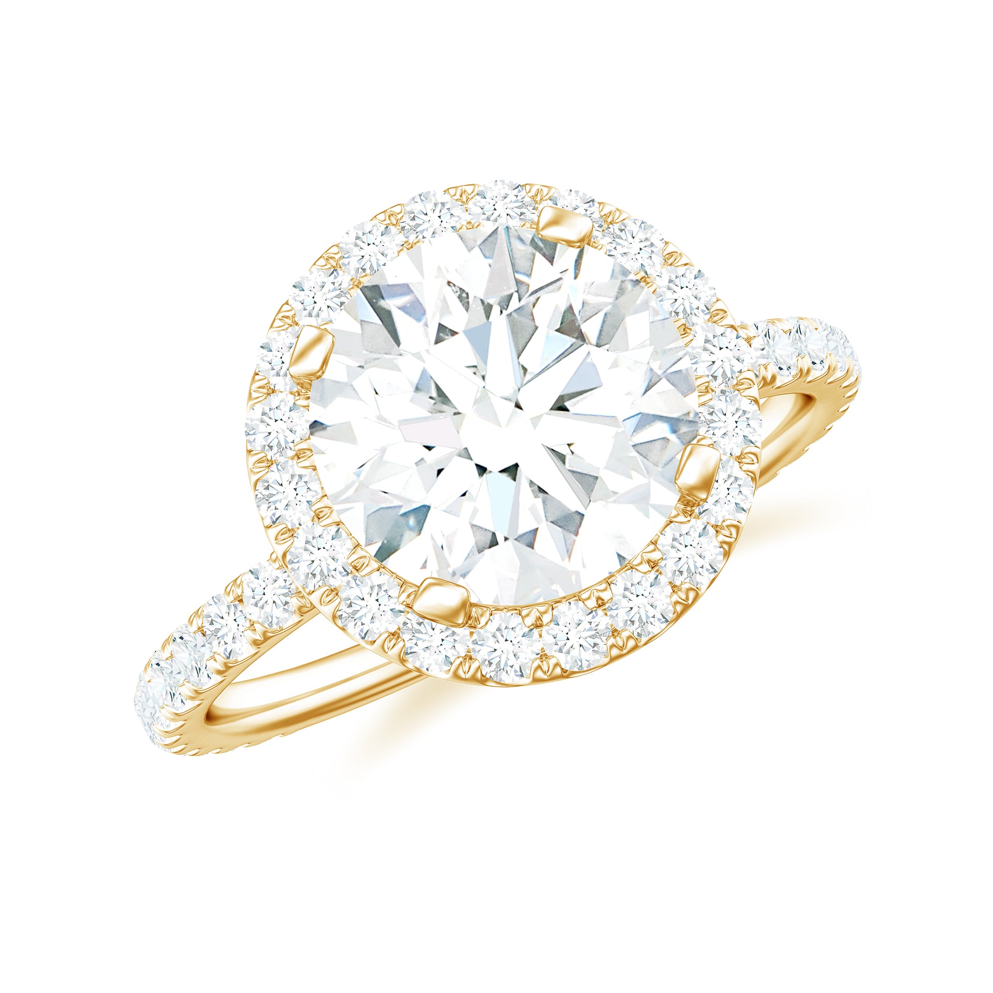 Certified Cubic Zirconia Classic Floating Halo Engagement Ring AAAA - Rosec Jewels