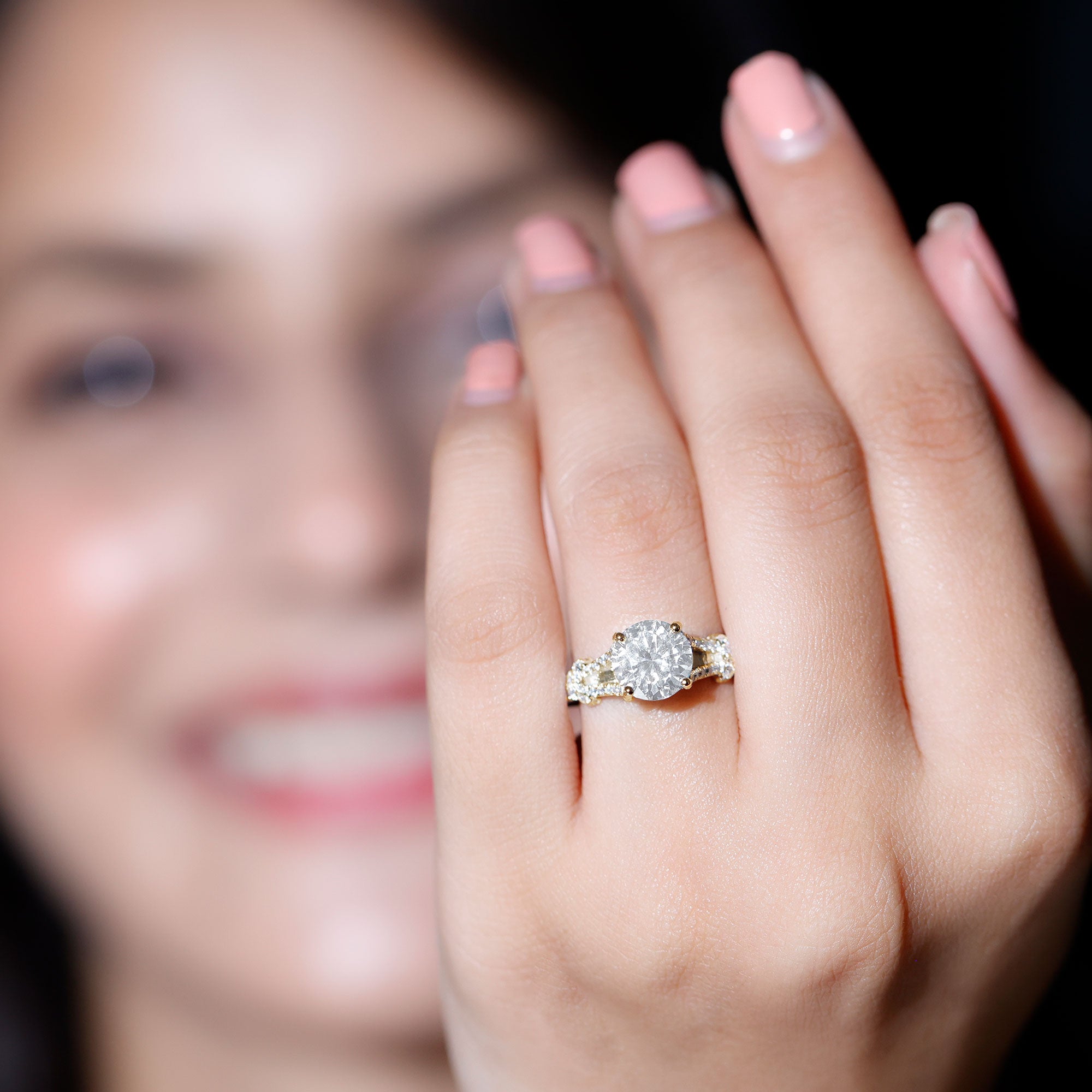 3 CT Simulated Diamond Solitaire Engagement Ring with Split Shank AAAA - Rosec Jewels