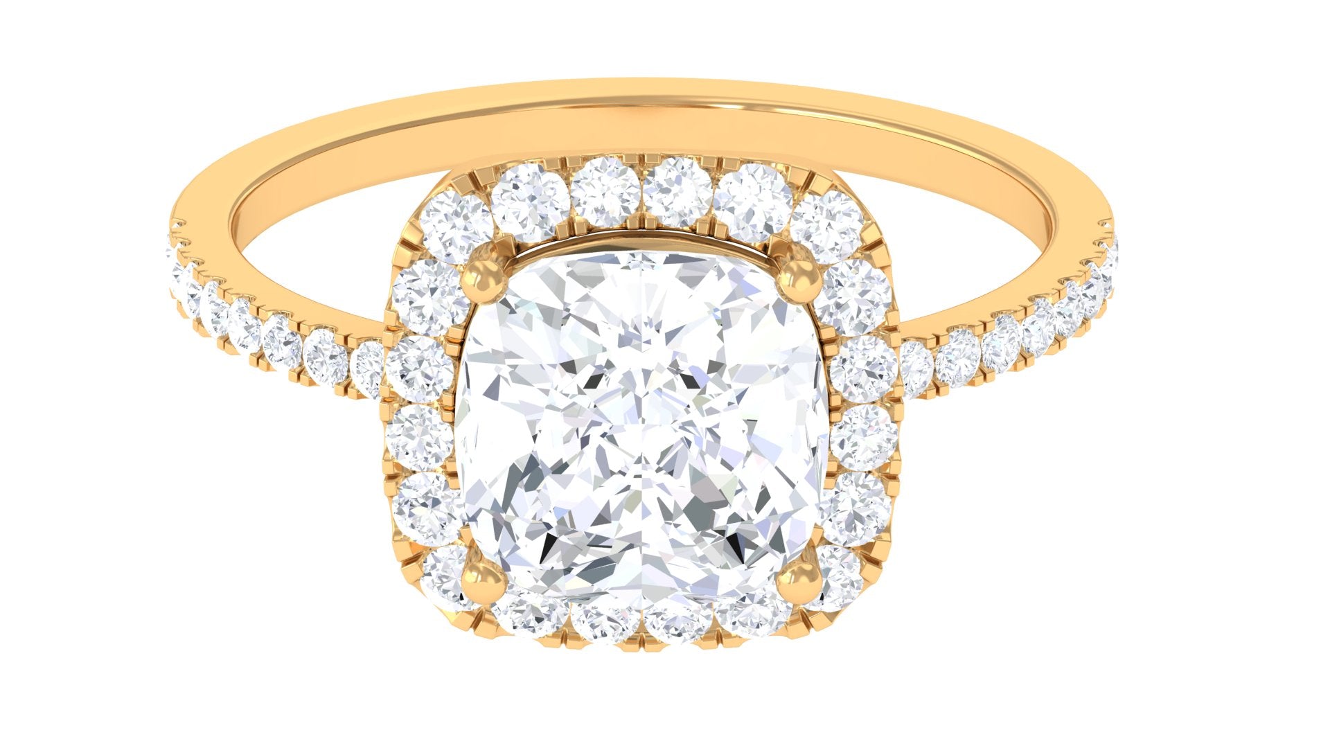 4.25 CT Cushion Cut Zircon Engagement Ring with Halo AAAA - Rosec Jewels