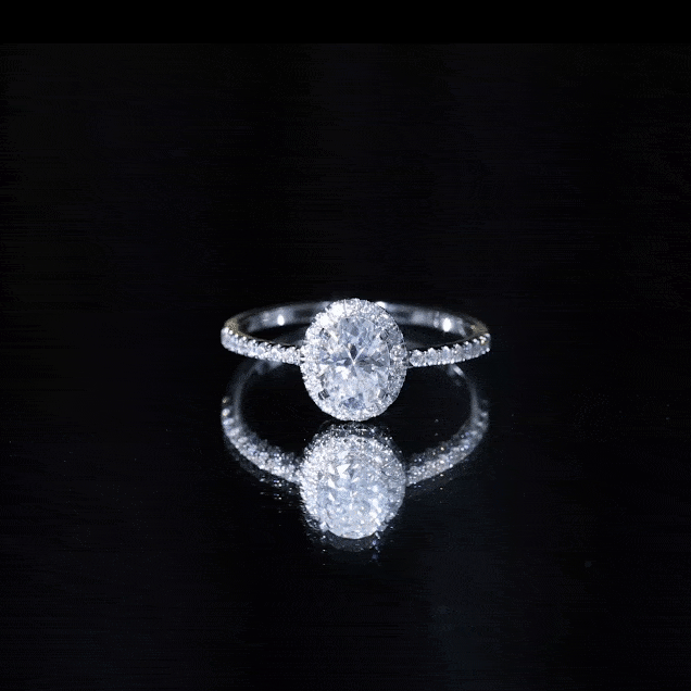 1.2 Carat Cubic Zirconia Oval Halo Engagement Ring for Women AAAA - Rosec Jewels