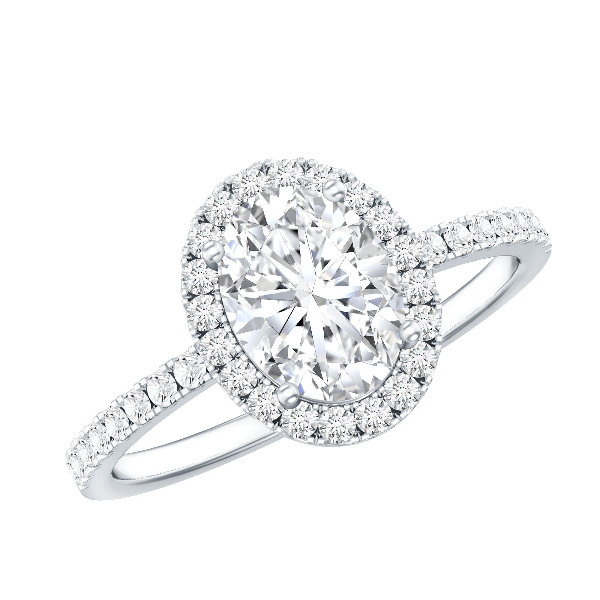 1.2 Carat Cubic Zirconia Oval Halo Engagement Ring for Women AAAA - Rosec Jewels