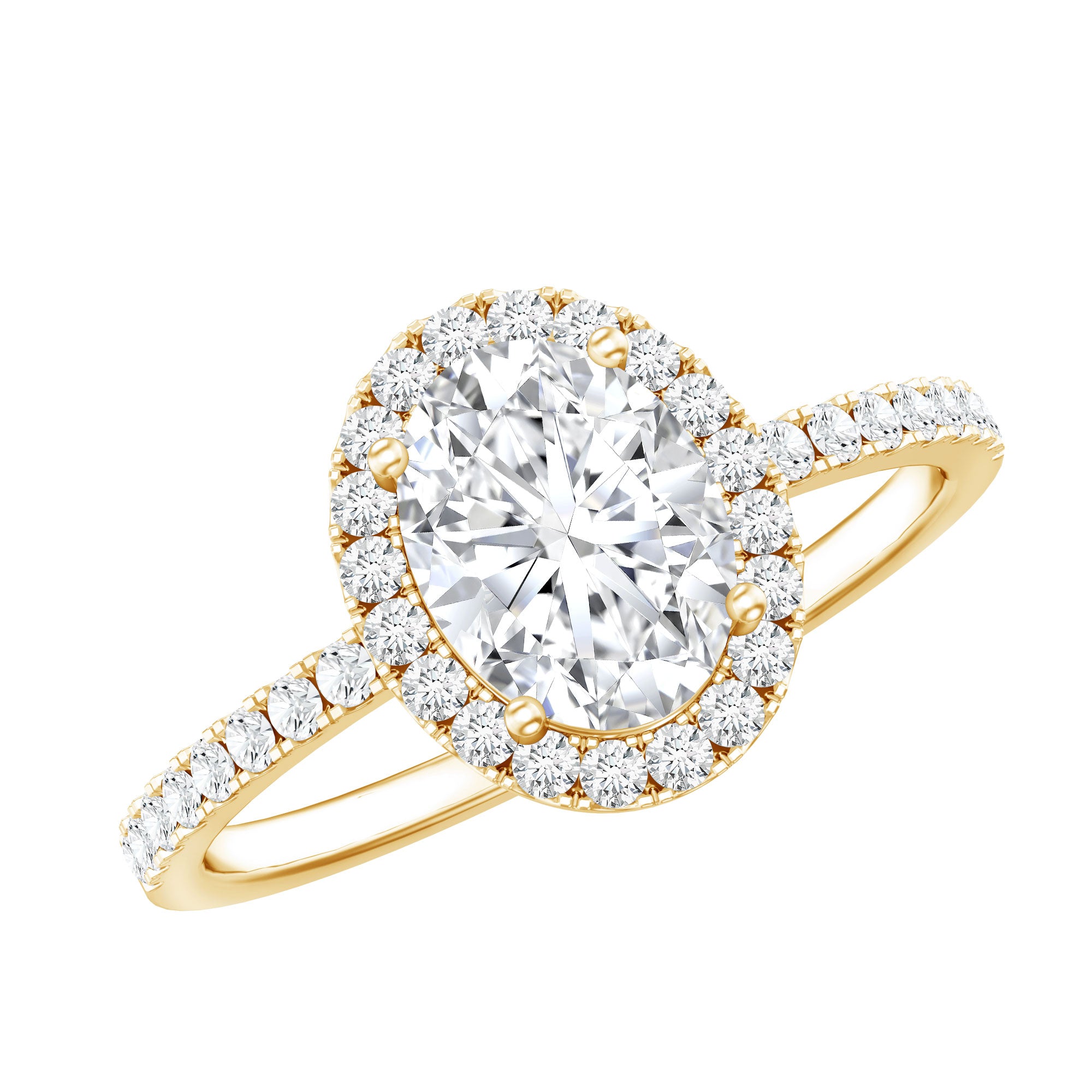 1.2 Carat Cubic Zirconia Oval Halo Engagement Ring for Women AAAA - Rosec Jewels