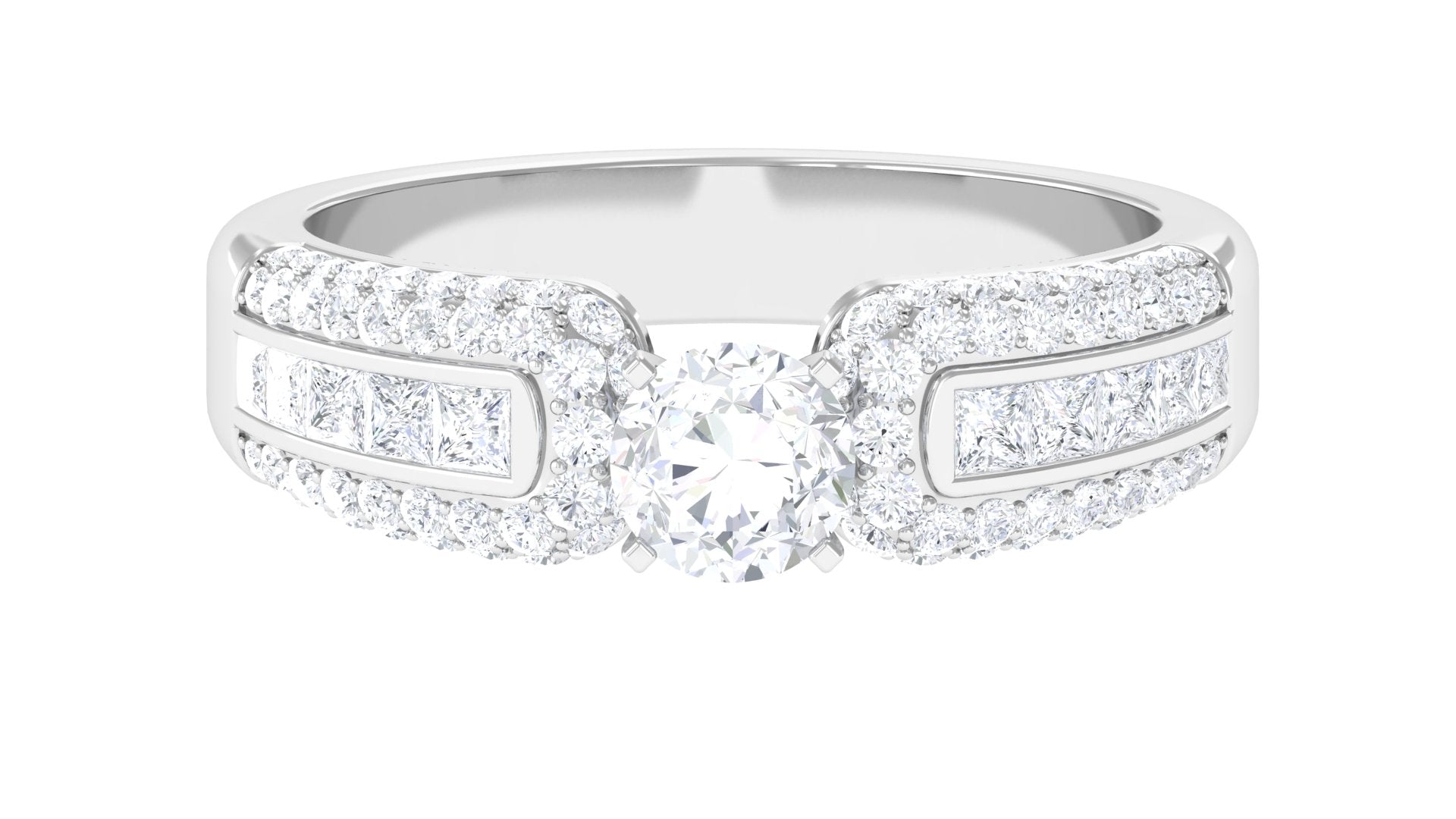 Certified Cubic Zirconia Statement Engagement Ring AAAA - Rosec Jewels
