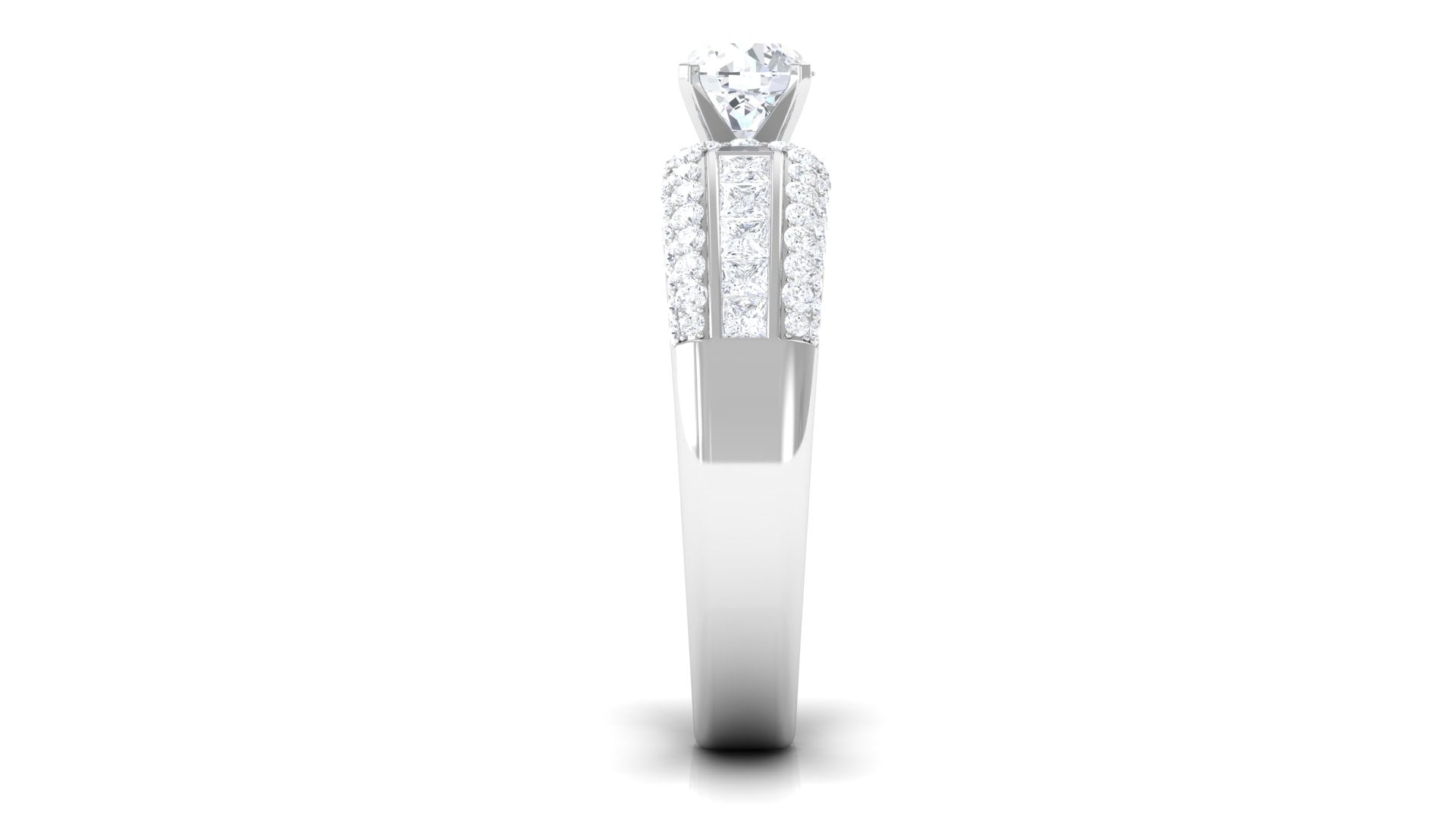 Certified Cubic Zirconia Statement Engagement Ring AAAA - Rosec Jewels