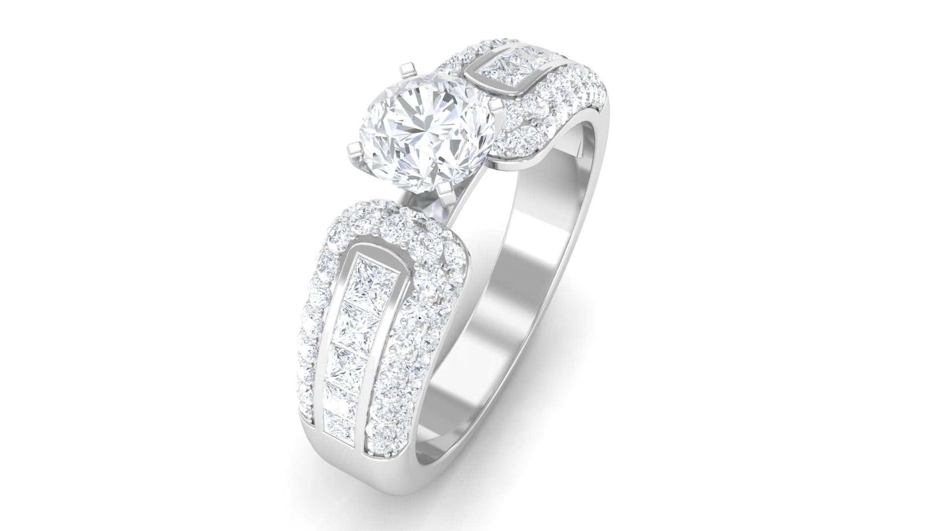 Certified Cubic Zirconia Statement Engagement Ring AAAA - Rosec Jewels