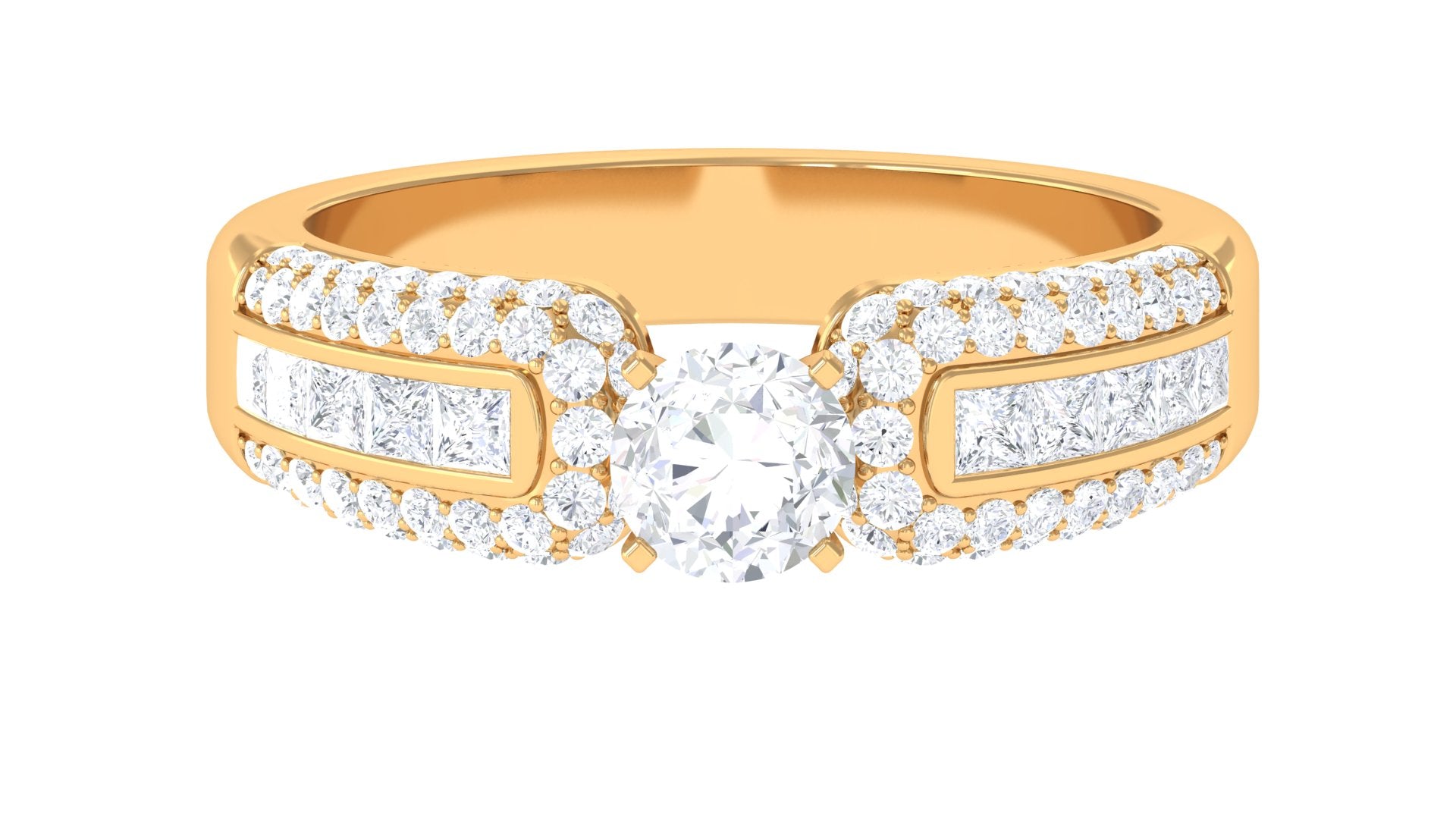 Certified Cubic Zirconia Statement Engagement Ring AAAA - Rosec Jewels