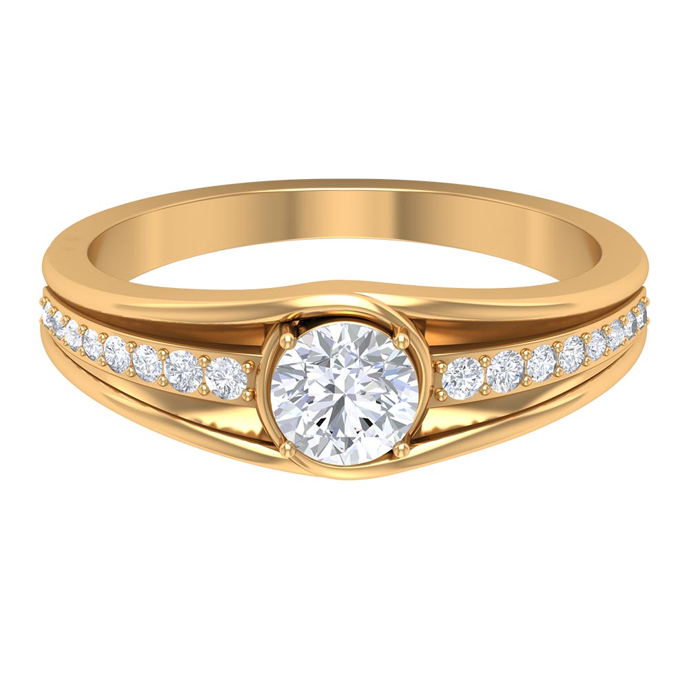 Cubic Zirconia Solitaire Band Ring AAAA - Rosec Jewels