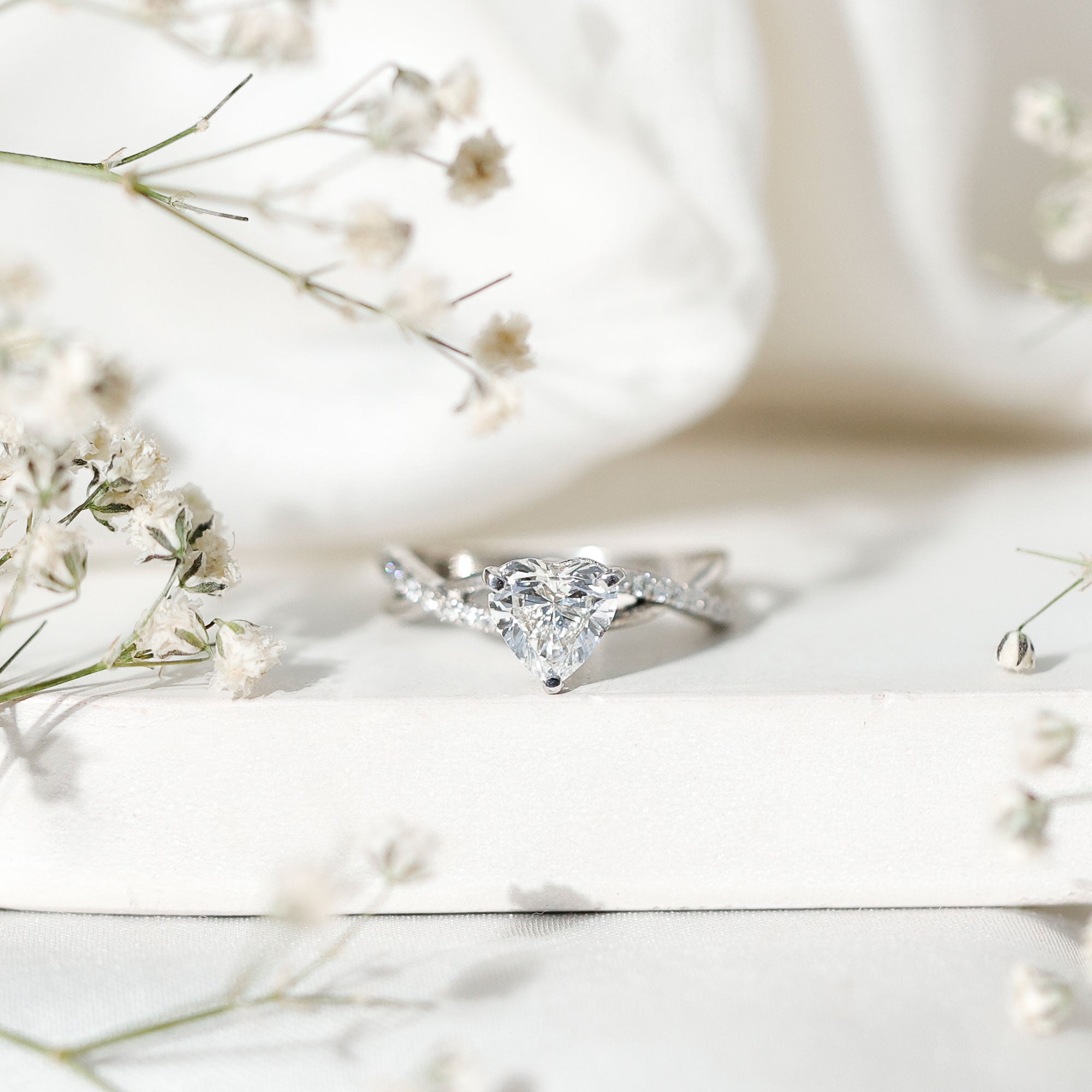 Zircon Crossover Solitaire Engagement Ring AAAA - Rosec Jewels