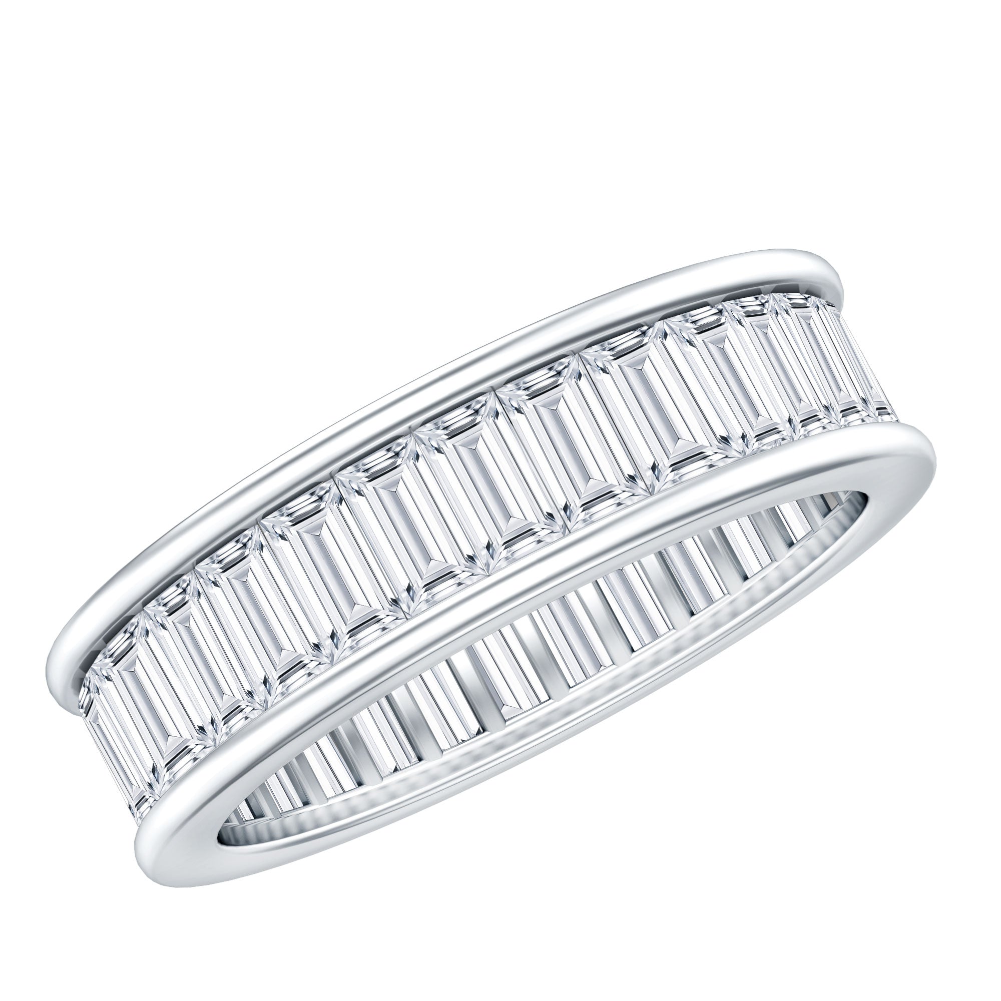 Channel Set Cubic Zirconia Baguette Wedding Band with Certificate AAAA - Rosec Jewels
