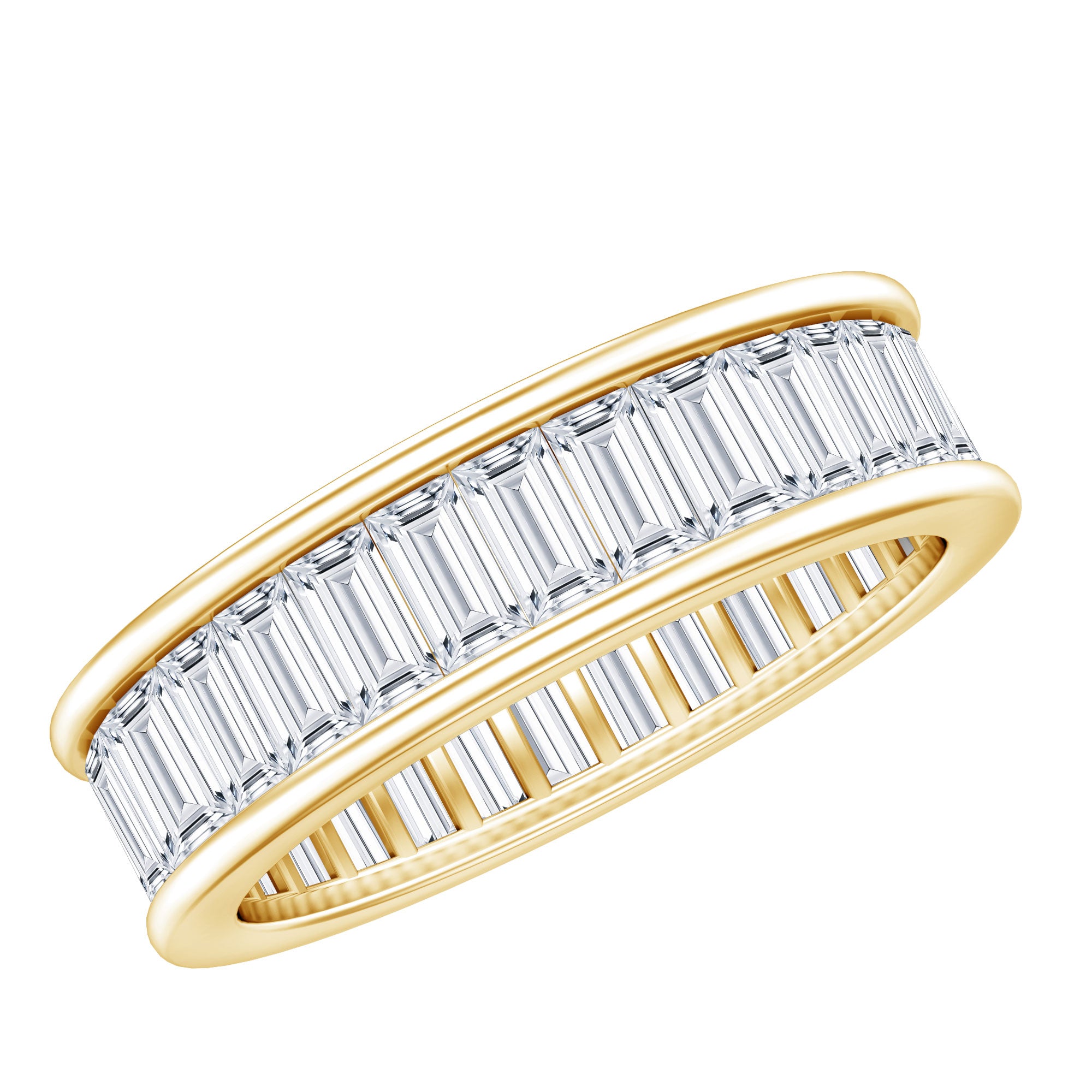 Channel Set Cubic Zirconia Baguette Wedding Band with Certificate AAAA - Rosec Jewels