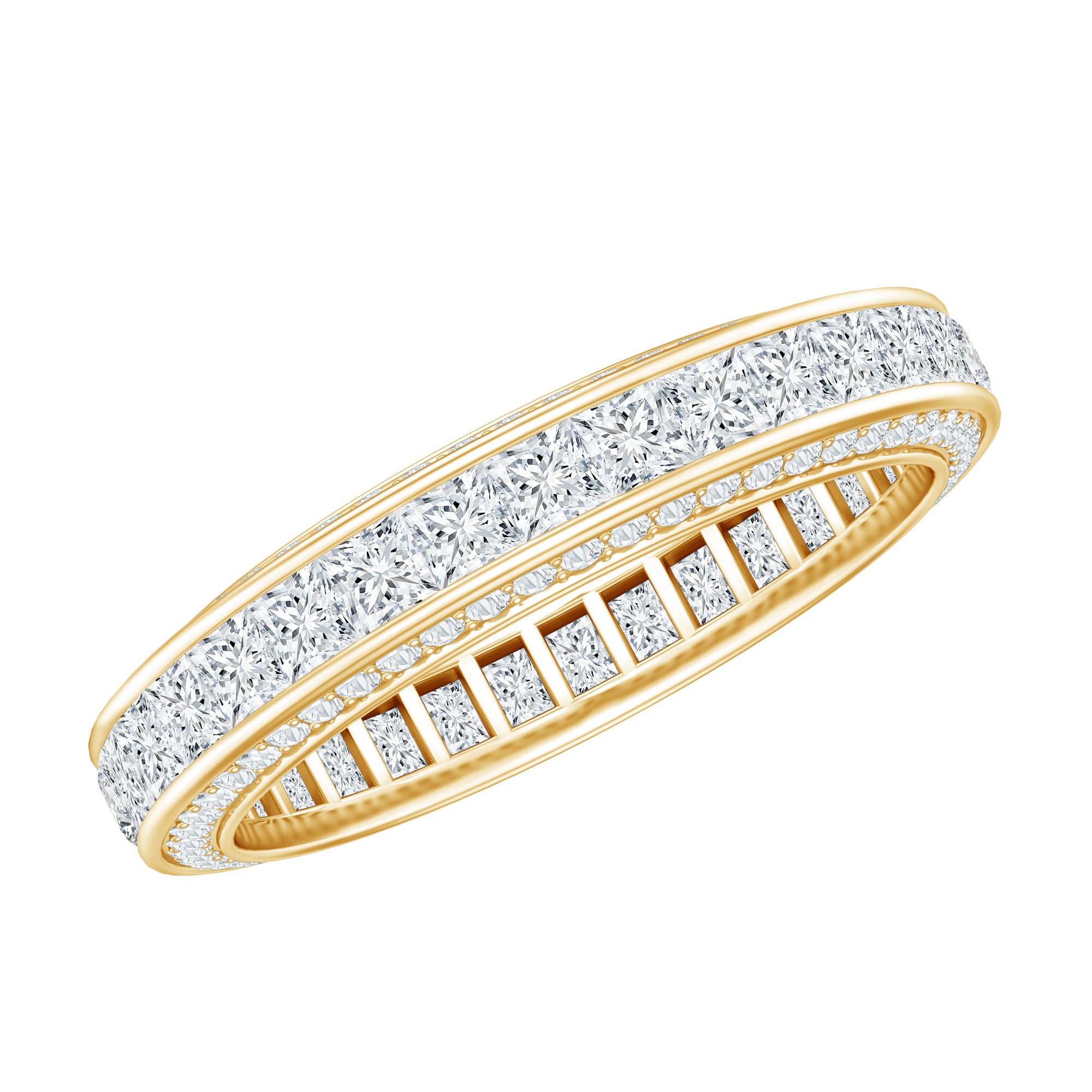 Princess Cut Zircon Full Eternity Band Ring AAAA - Rosec Jewels