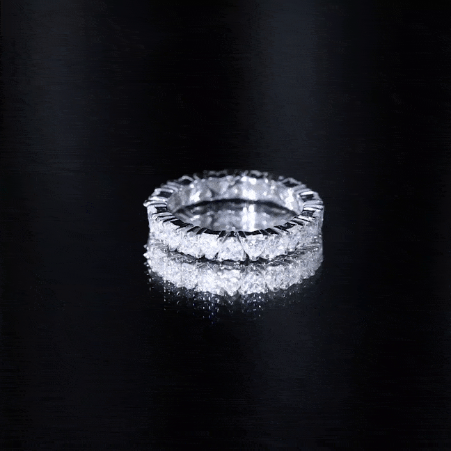 Claw Set Cubic Zirconia Heart Eternity Wedding Band Ring AAAA - Rosec Jewels