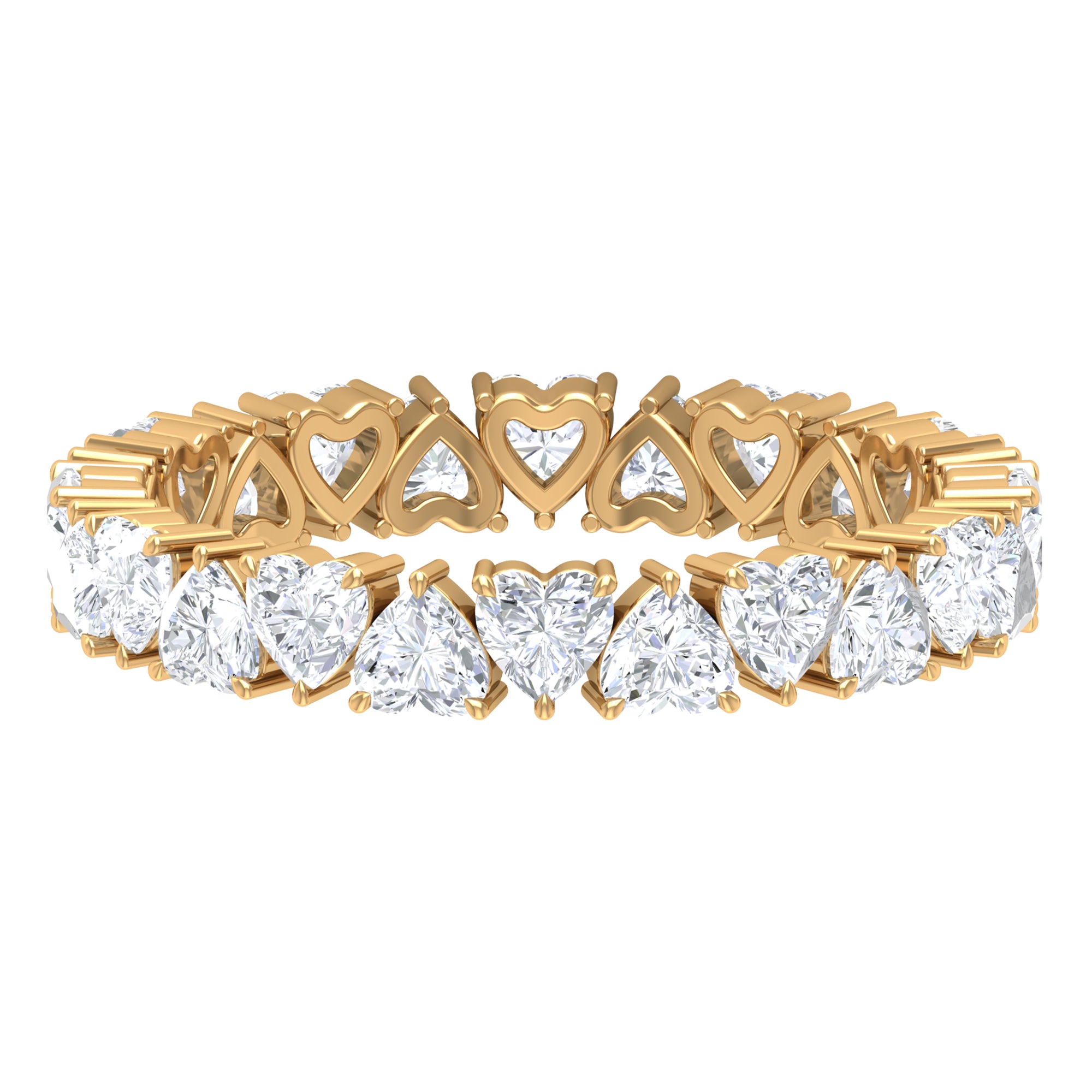 Claw Set Cubic Zirconia Heart Eternity Wedding Band Ring AAAA - Rosec Jewels