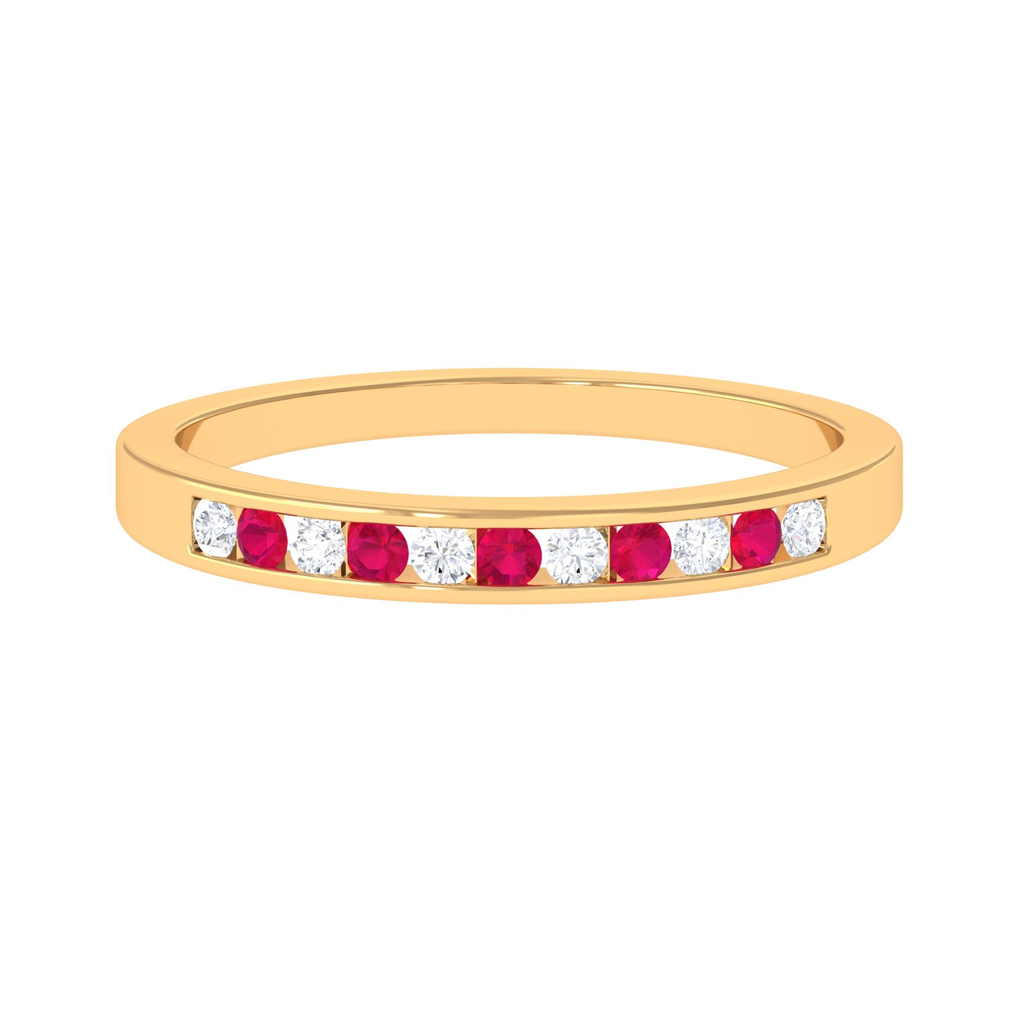 Minimal Ruby Diamond Ring in Channel Set AAA - Rosec Jewels