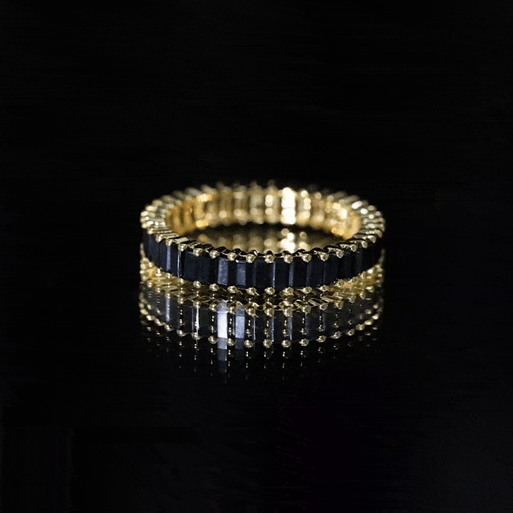 Baguette Cut Black Onyx Eternity Band Ring for Her AAA - Rosec Jewels