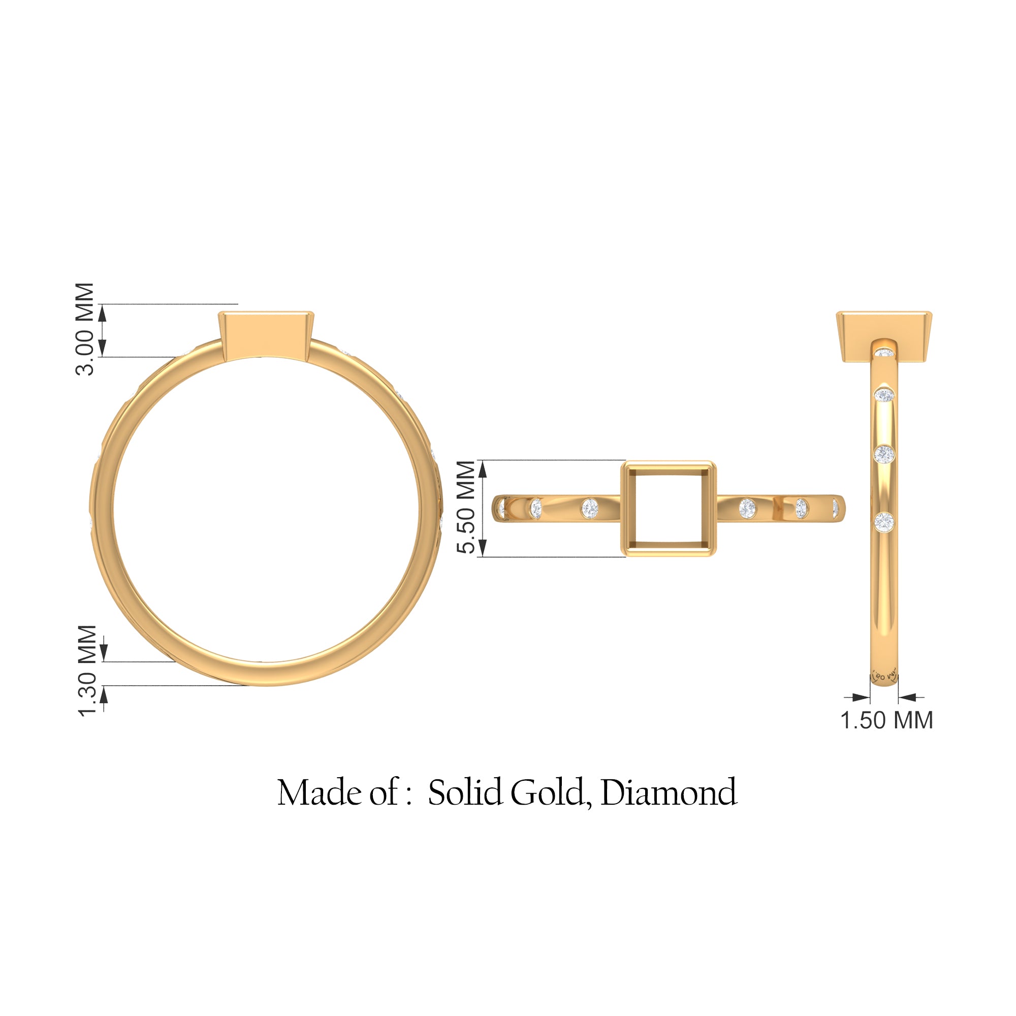 Rosec Jewels-Princess Cut Fire Opal Solitaire Promise Ring with Diamonds