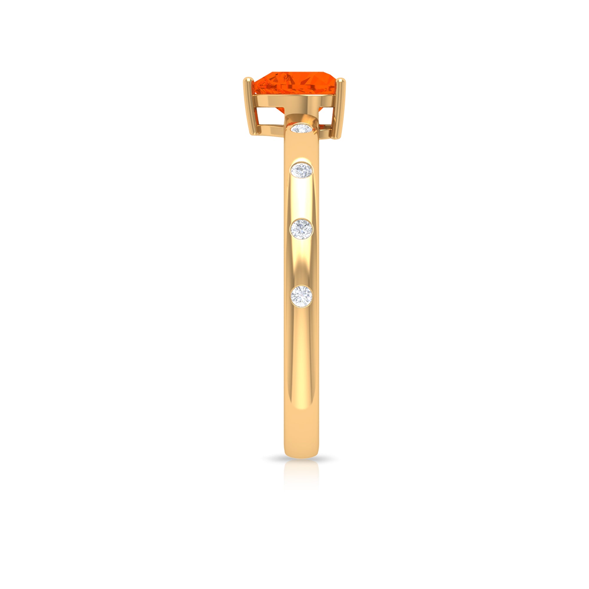 1/2 Carat Fire Opal Heart Engagement Ring with Diamond AAA - Rosec Jewels
