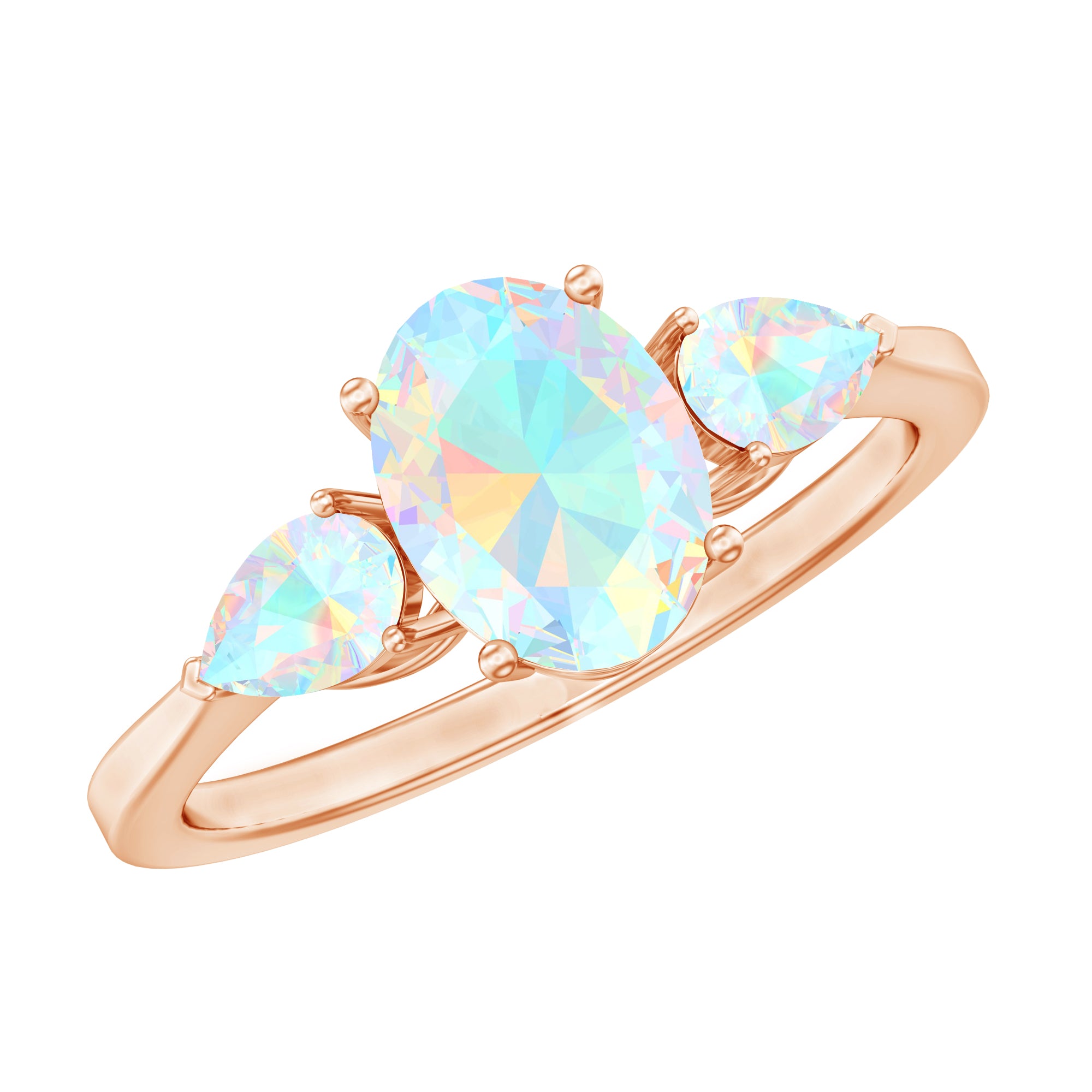 Natural Ethiopian Opal 3 Stone Engagement Ring With Certificate AAA - Rosec Jewels