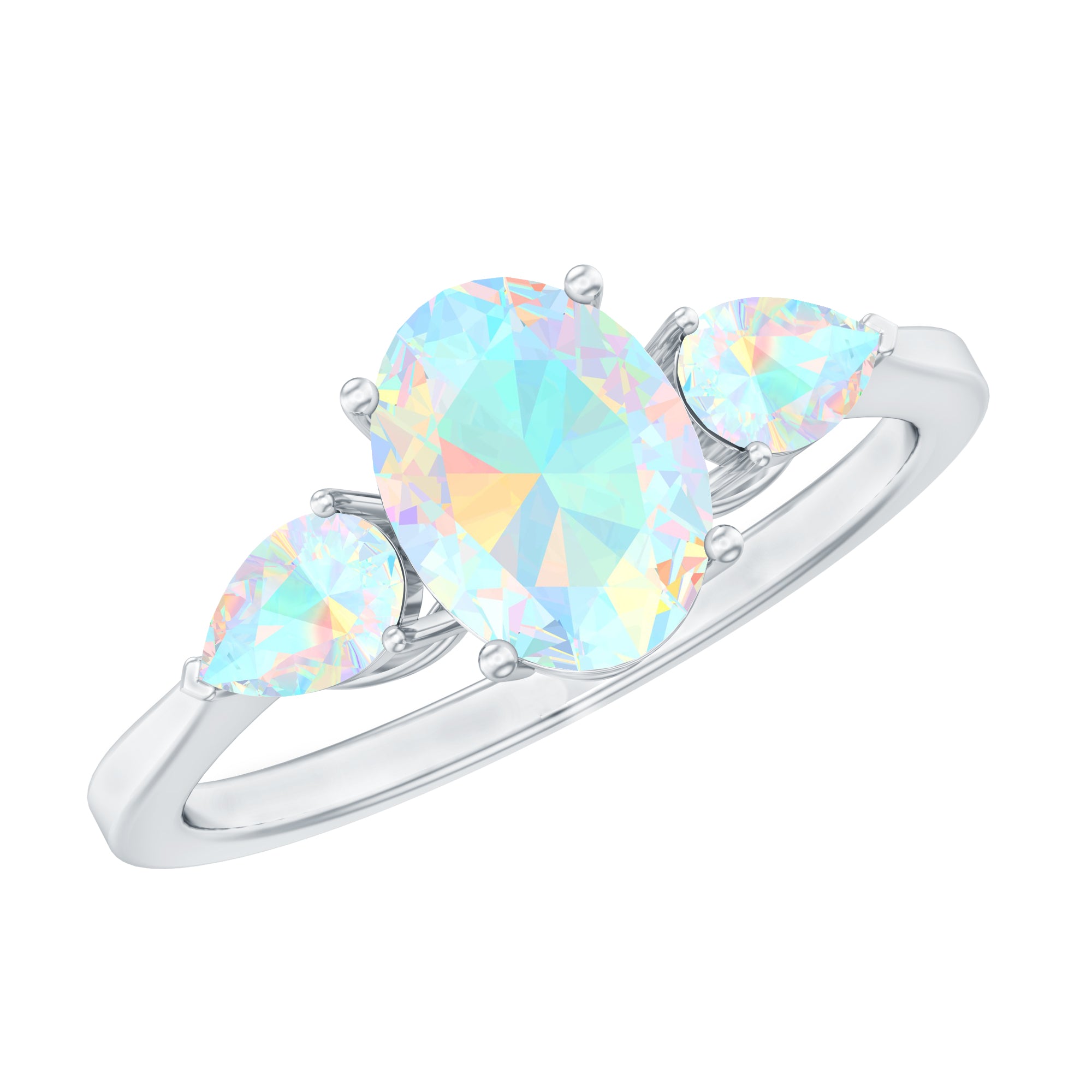 Natural Ethiopian Opal 3 Stone Engagement Ring With Certificate