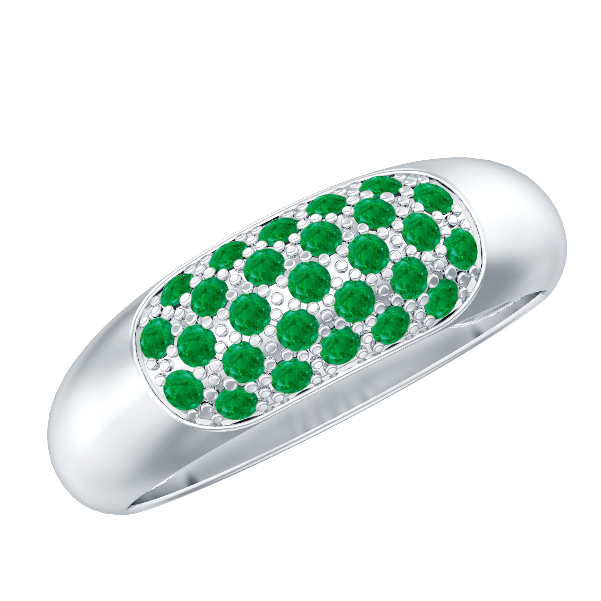 Natural Emerald Thick Band Ring with Certificate