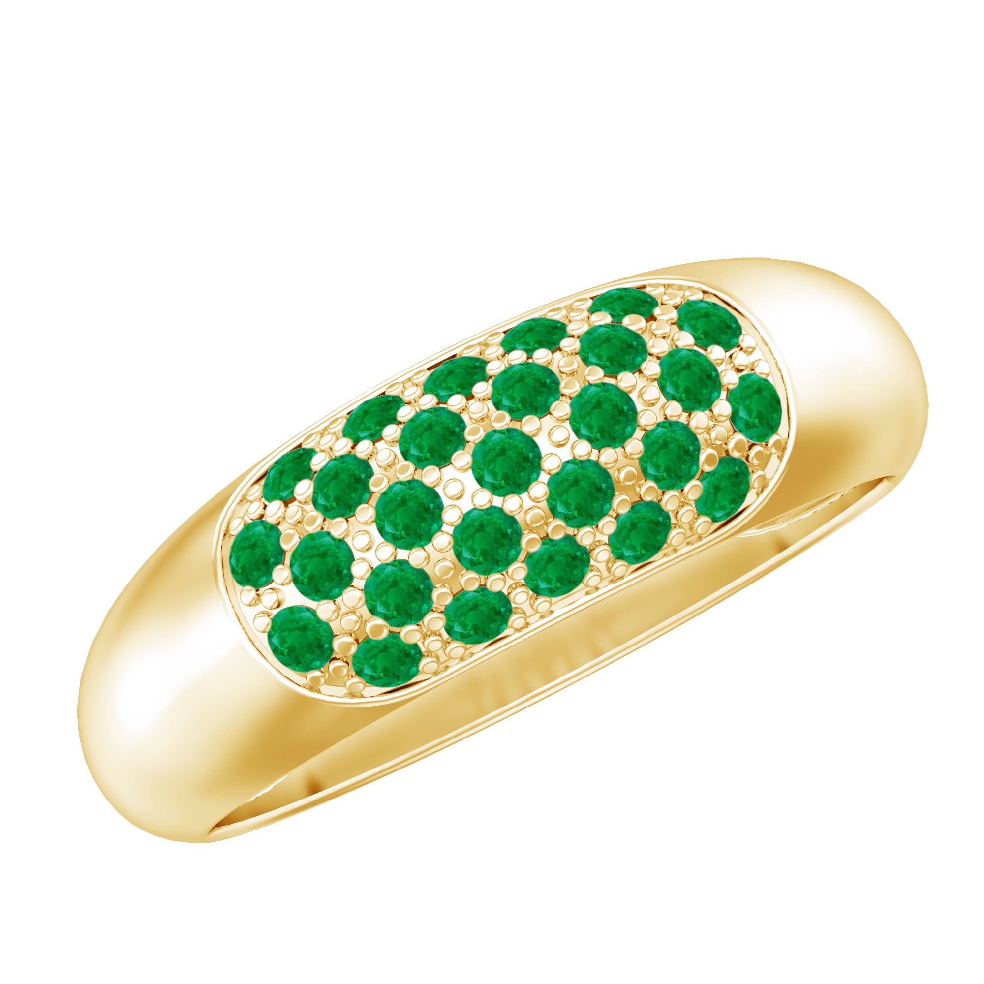 Natural Emerald Thick Band Ring with Certificate AAA - Rosec Jewels