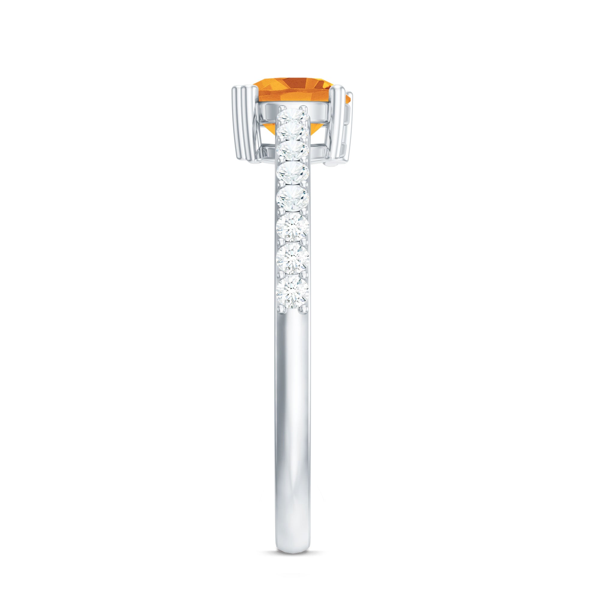 Rosec Jewels-Natural Citrine Promise Ring with Diamond