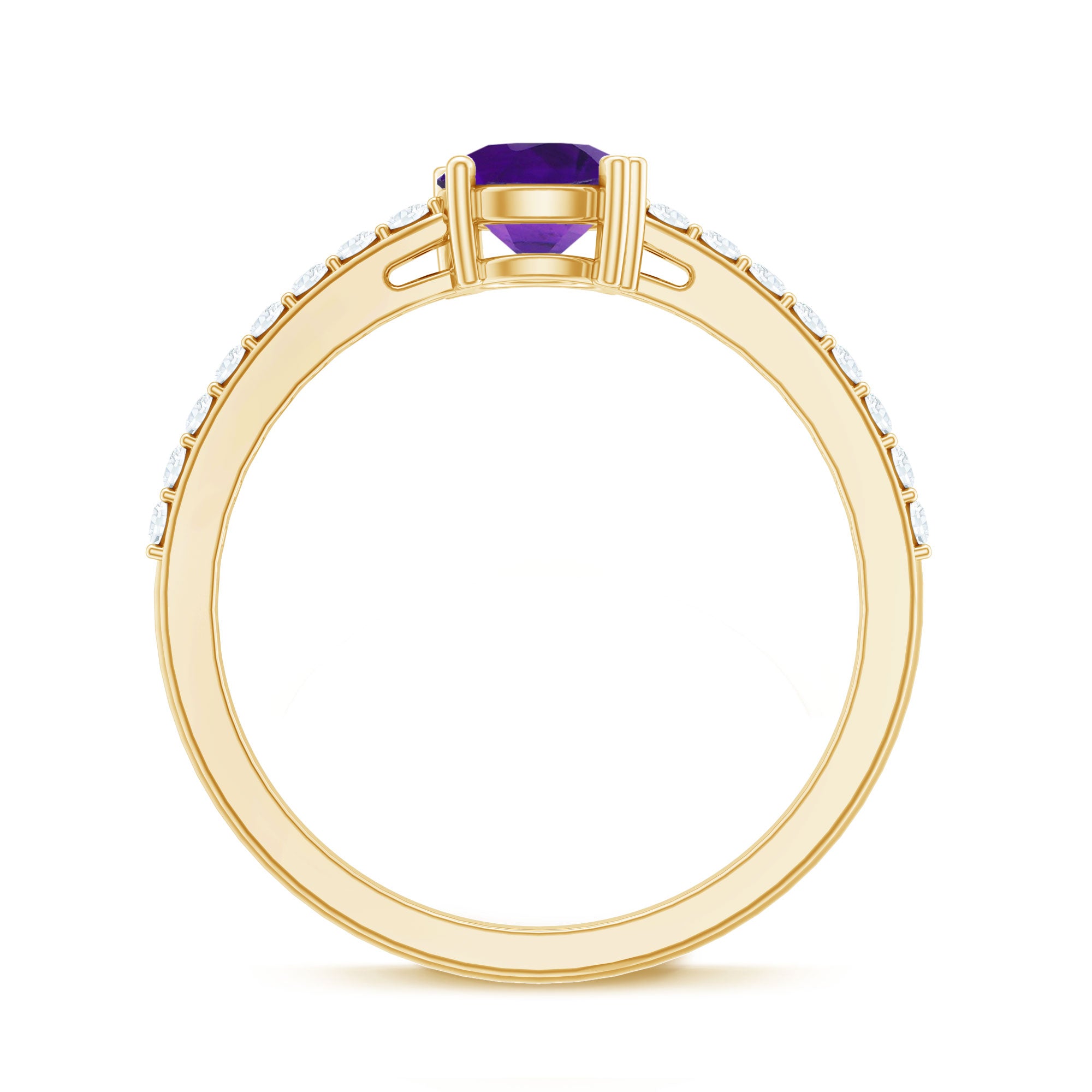 Rosec Jewels-Genuine Amethyst Promise Ring with Diamond for Women