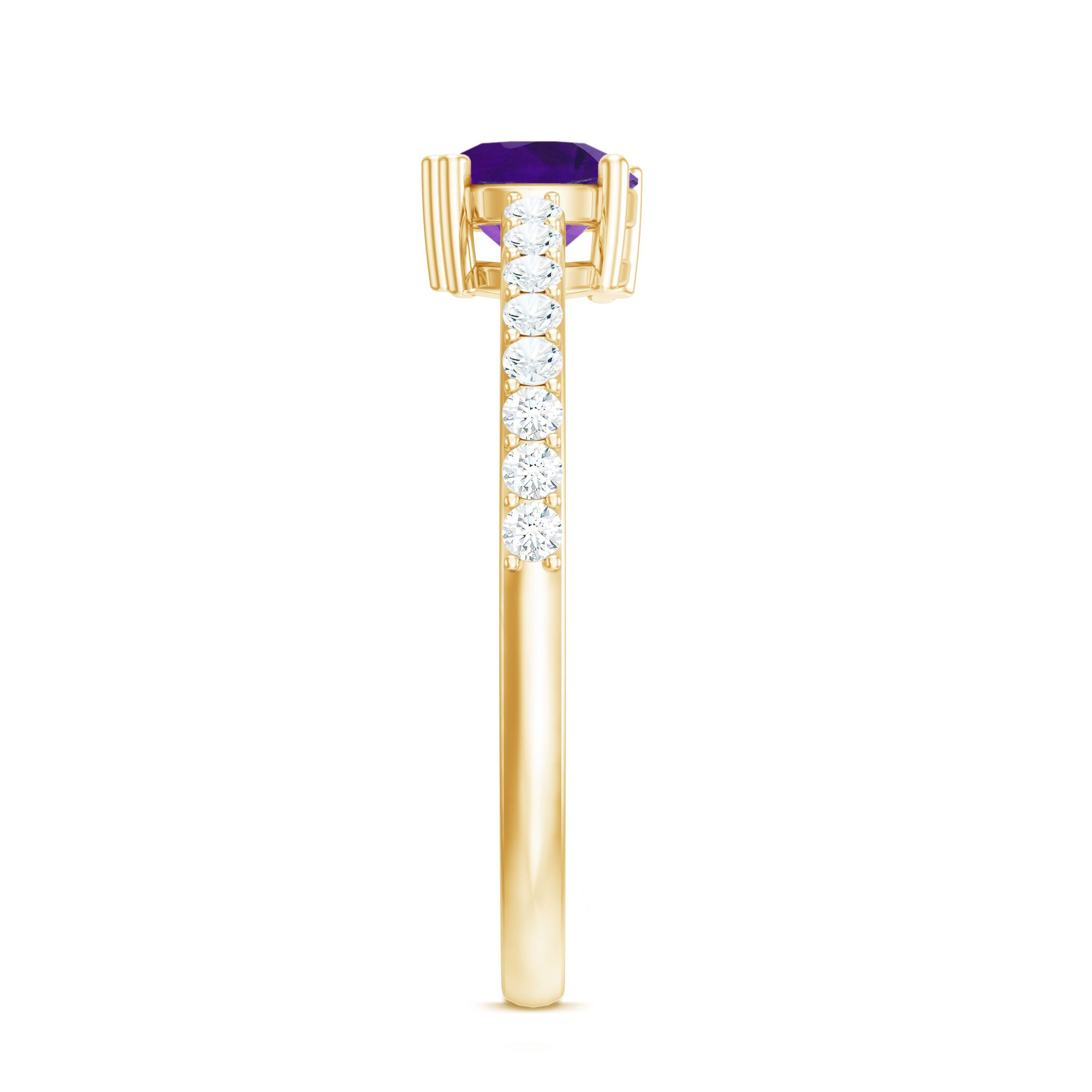 Rosec Jewels-Genuine Amethyst Promise Ring with Diamond for Women