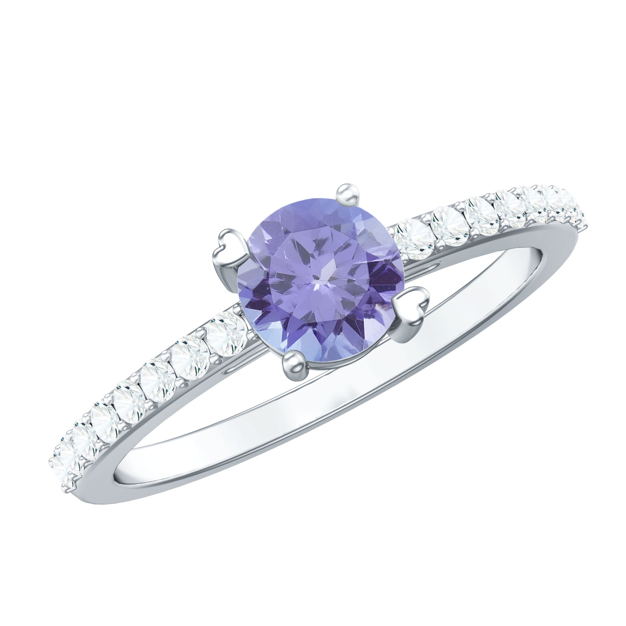 Certified Real Tanzanite Promise Ring with Diamond AAA - Rosec Jewels