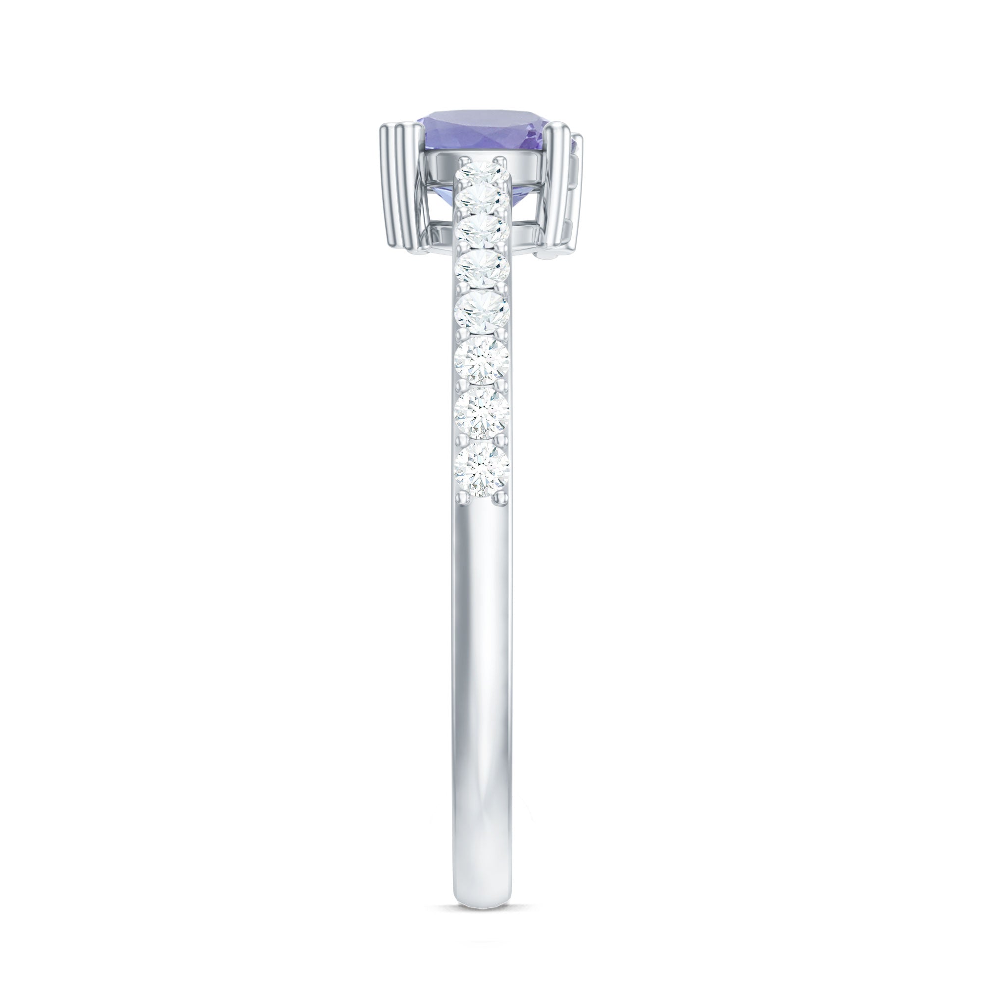 Certified Real Tanzanite Promise Ring with Diamond AAA - Rosec Jewels