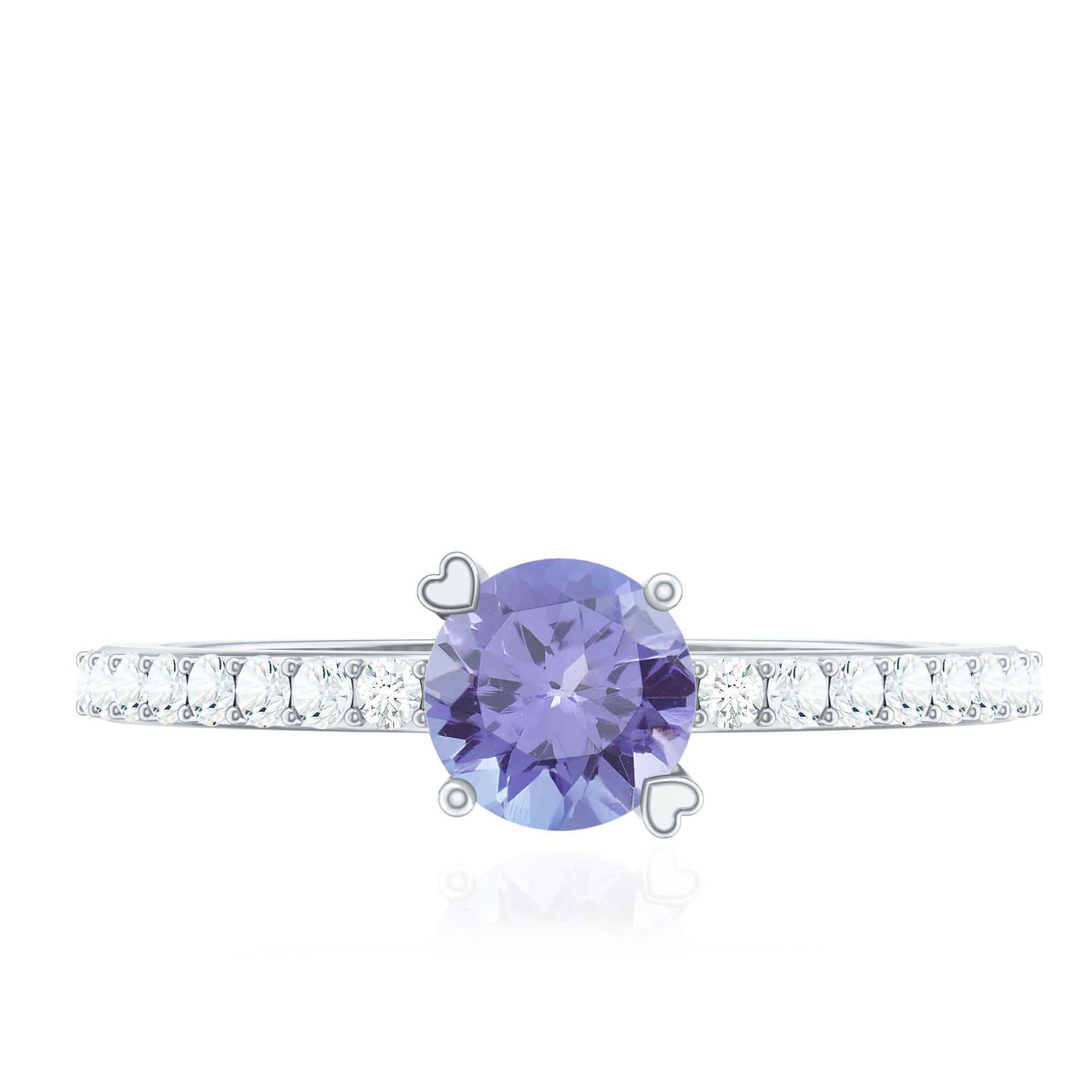 Certified Real Tanzanite Promise Ring with Diamond AAA - Rosec Jewels