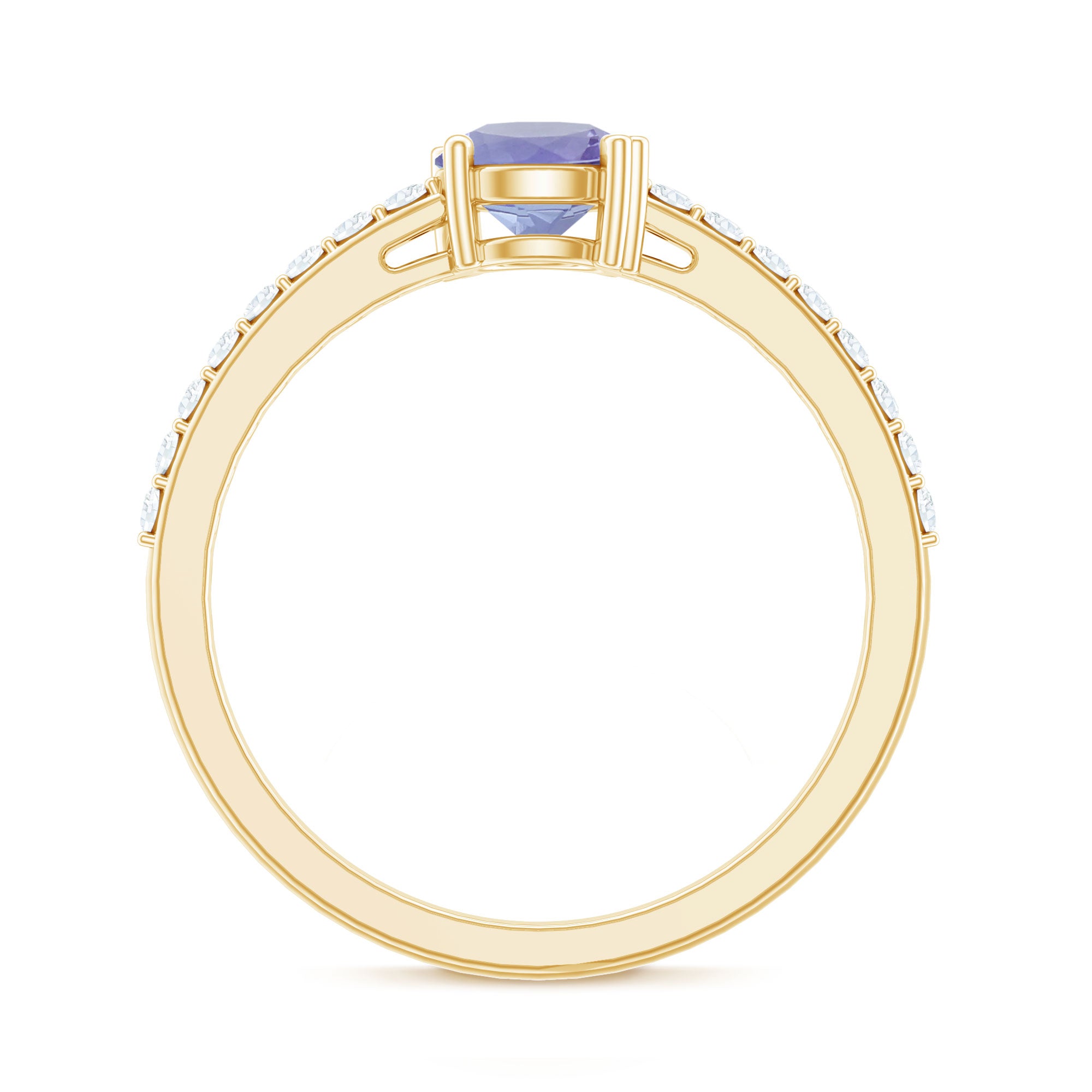 Certified Real Tanzanite Promise Ring with Diamond AAA - Rosec Jewels