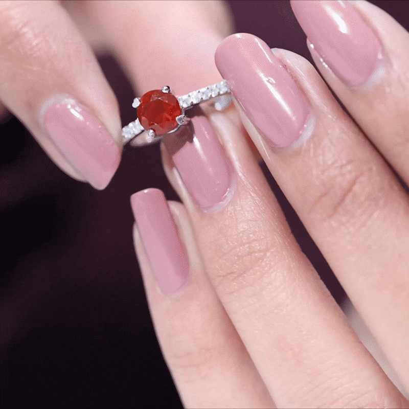 Designer Fire Opal Promise Ring with Diamond AAA - Rosec Jewels